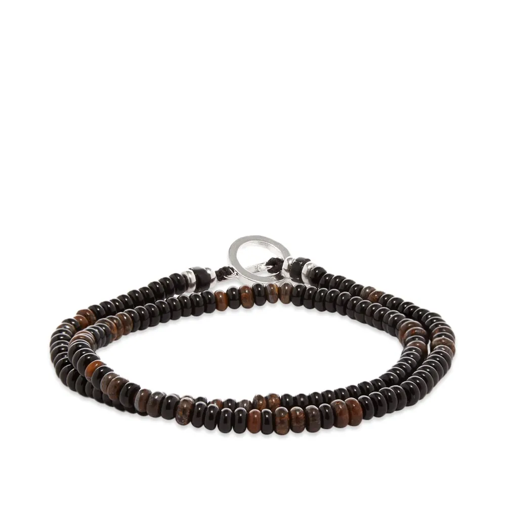 Mikia Double Wrap Roundel Beaded BraceletOnyx & Iron Tigers Eye