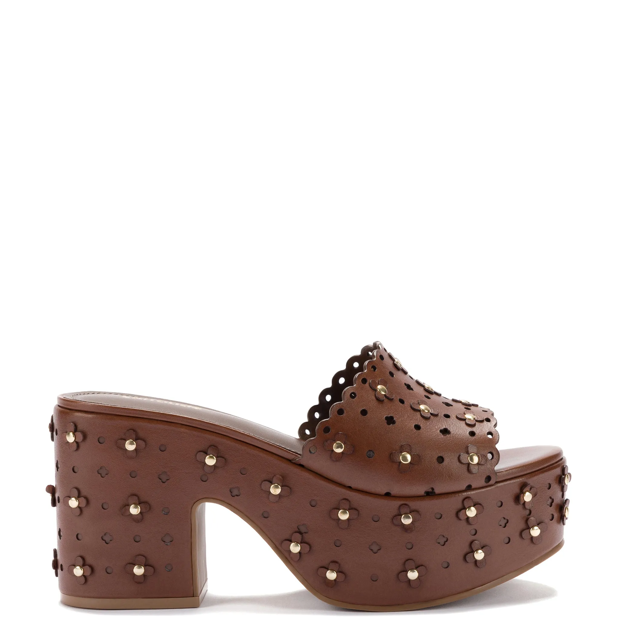 Miso Platform Sandal In Brown Leather