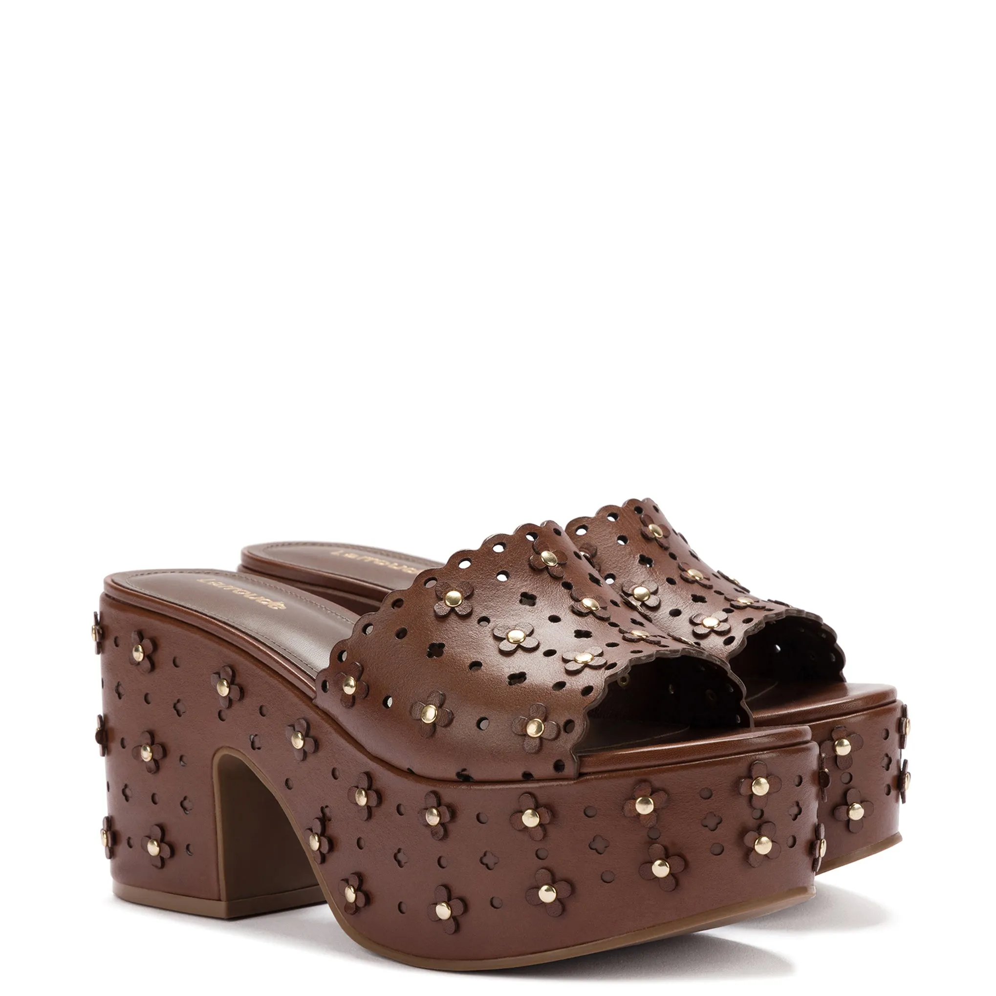 Miso Platform Sandal In Brown Leather