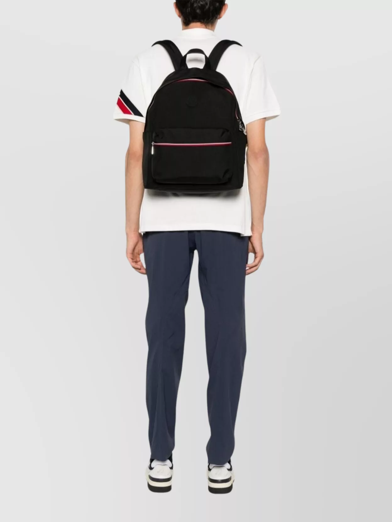 Moncler   Striped detail backpacks with front zip pocket