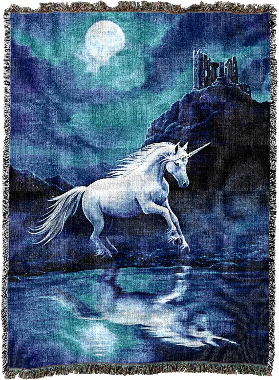 Moonlight Unicorn Tapestry Blanket