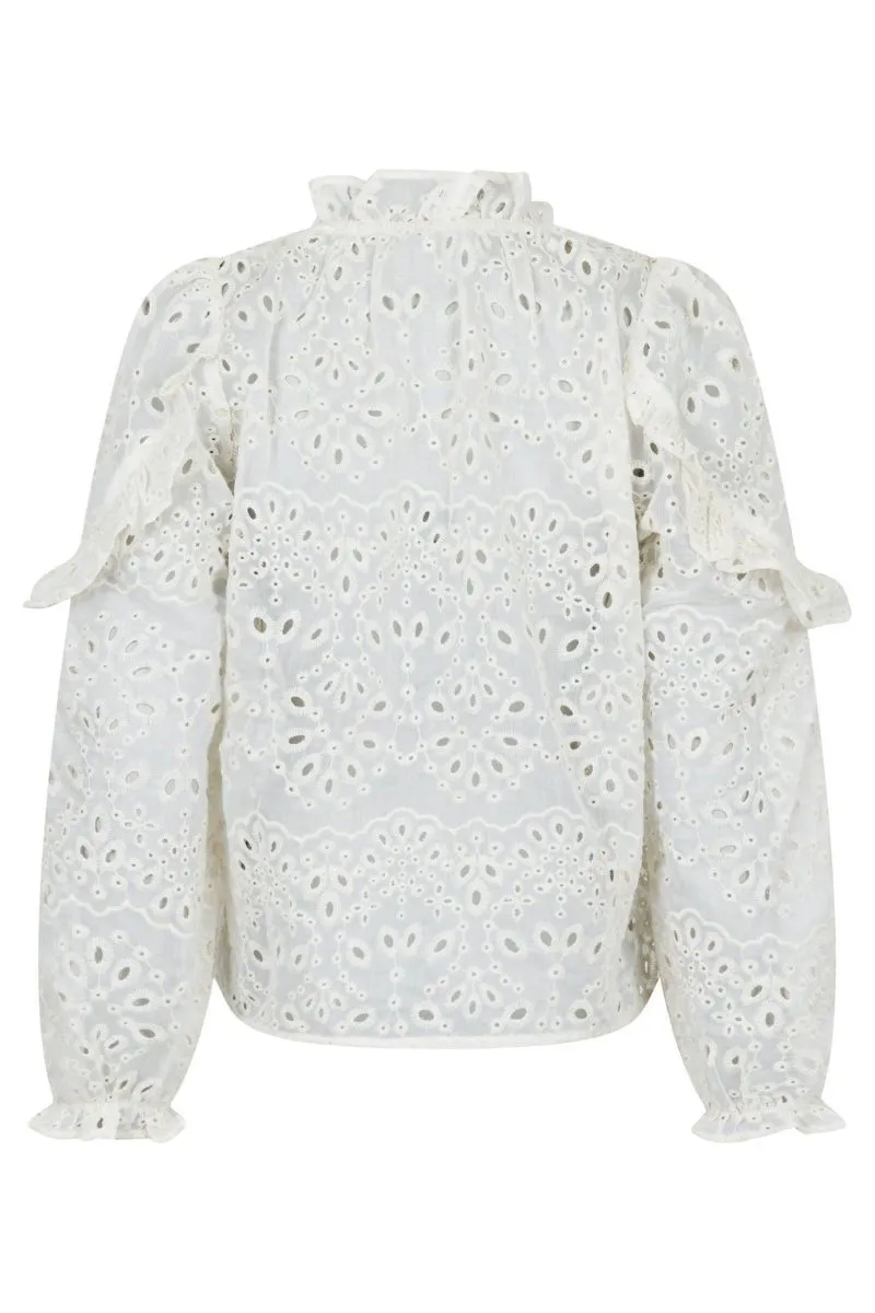 Nadira Embroidery Blouse | Ivory | Bluse fra Neo Noir