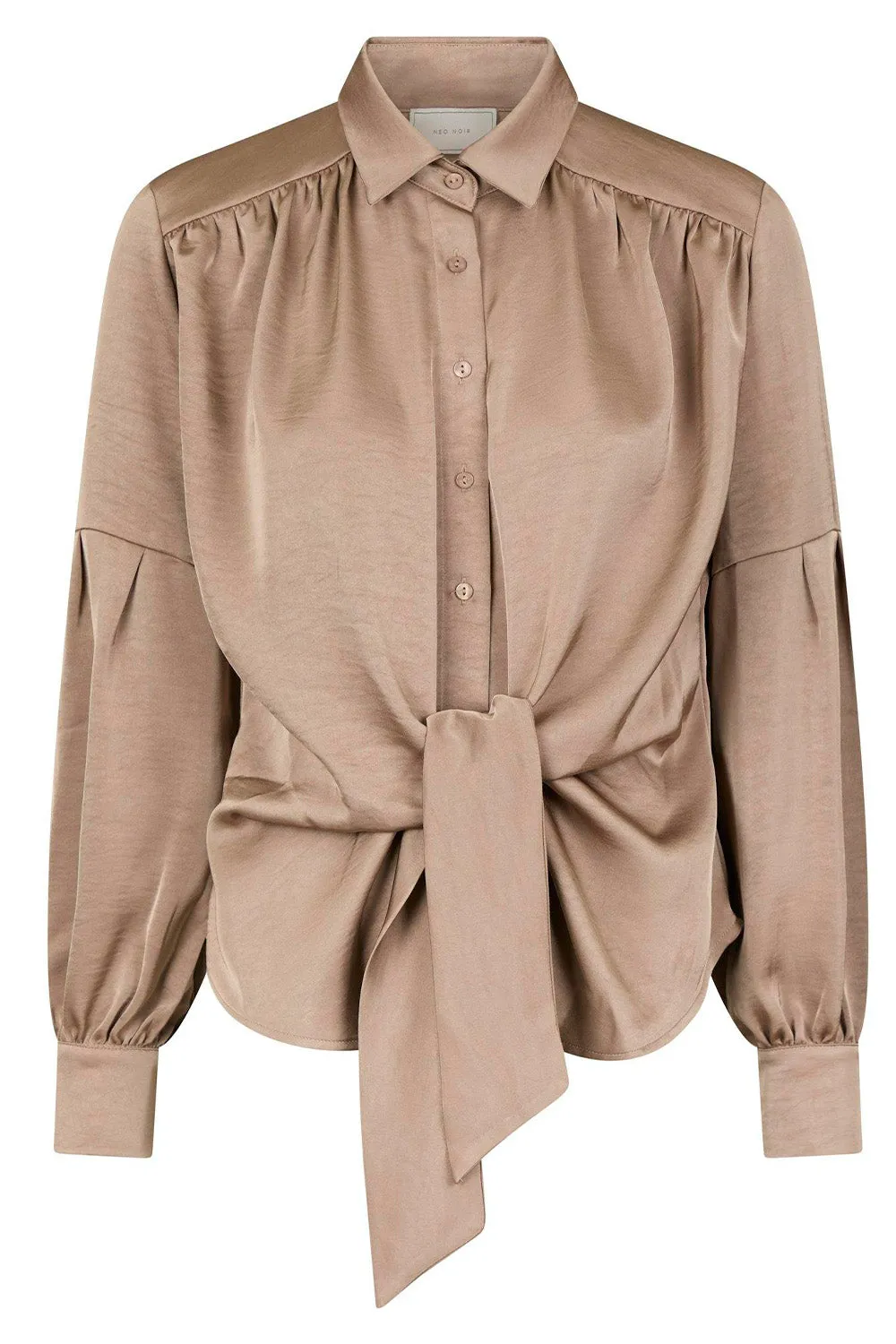 Naja Satin Shirt | Dark Taupe | Skjortebluse fra Neo Noir