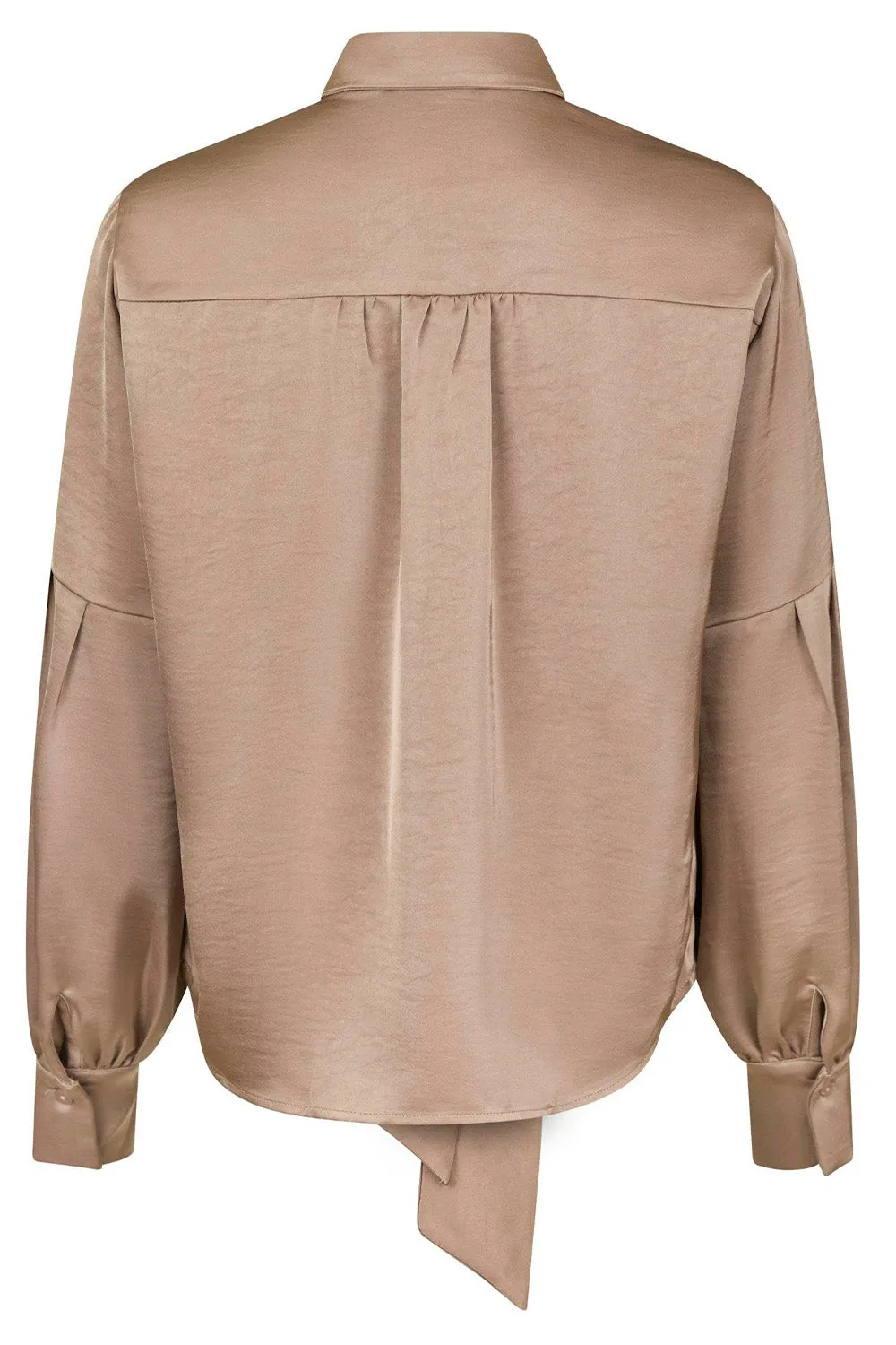 Naja Satin Shirt | Dark Taupe | Skjortebluse fra Neo Noir