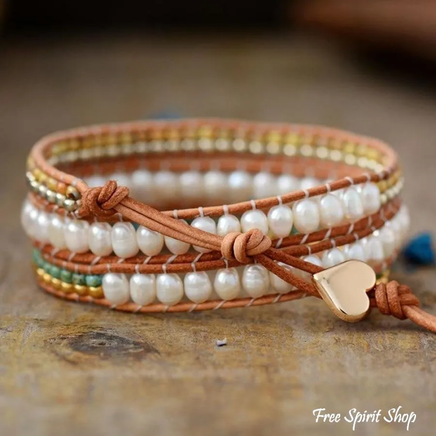 Natural Freshwater Pearl & Seed-beads Wrap Bracelet