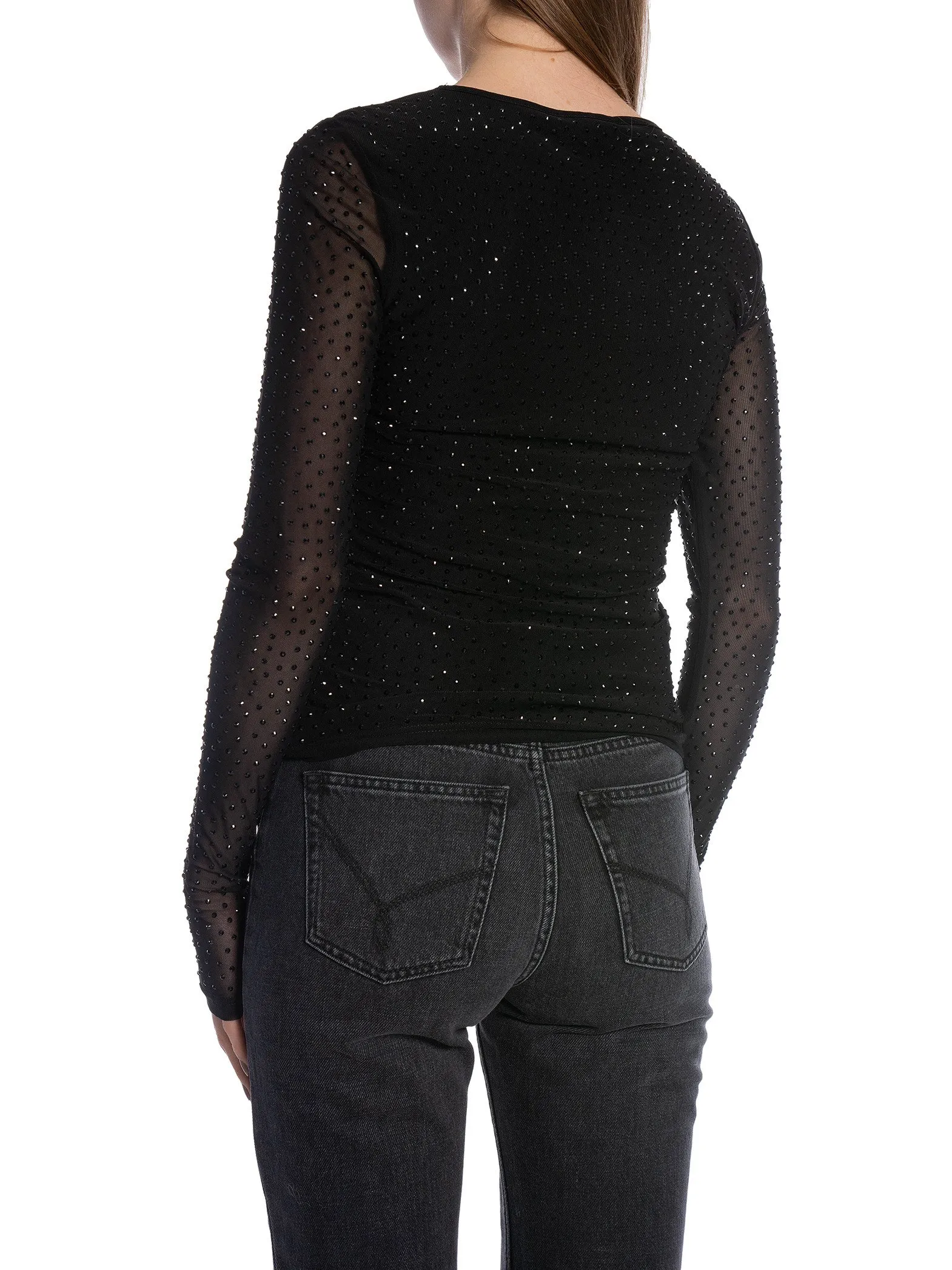 NEO NOIR BLOUSE BASIRA STONE MESH BLACK