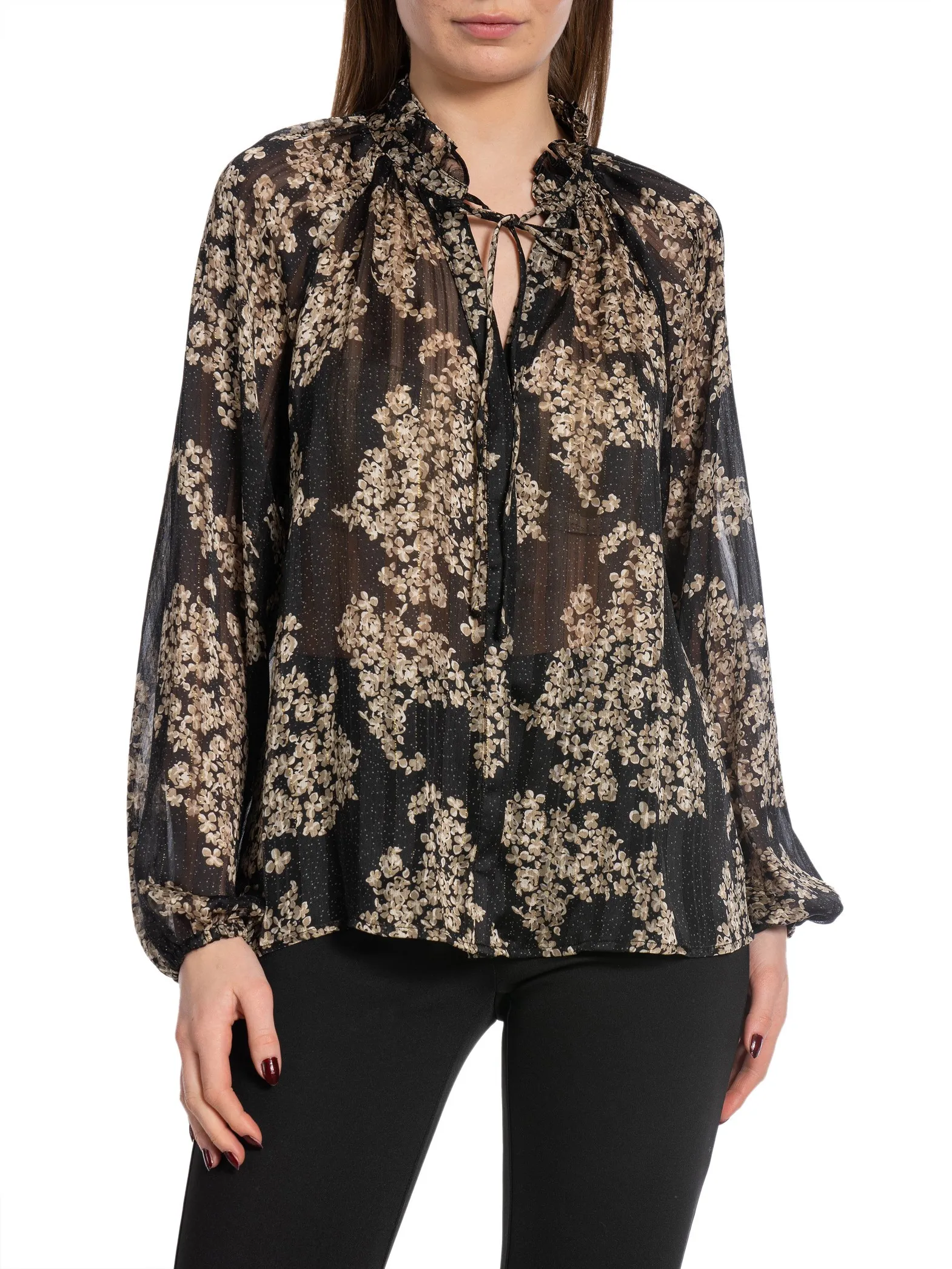 NEO NOIR BLOUSE COBIE ELDERFLOWER BLACK