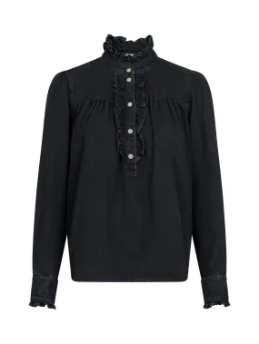 NEO NOIR BLOUSE JUSTINE DENIM BLACK