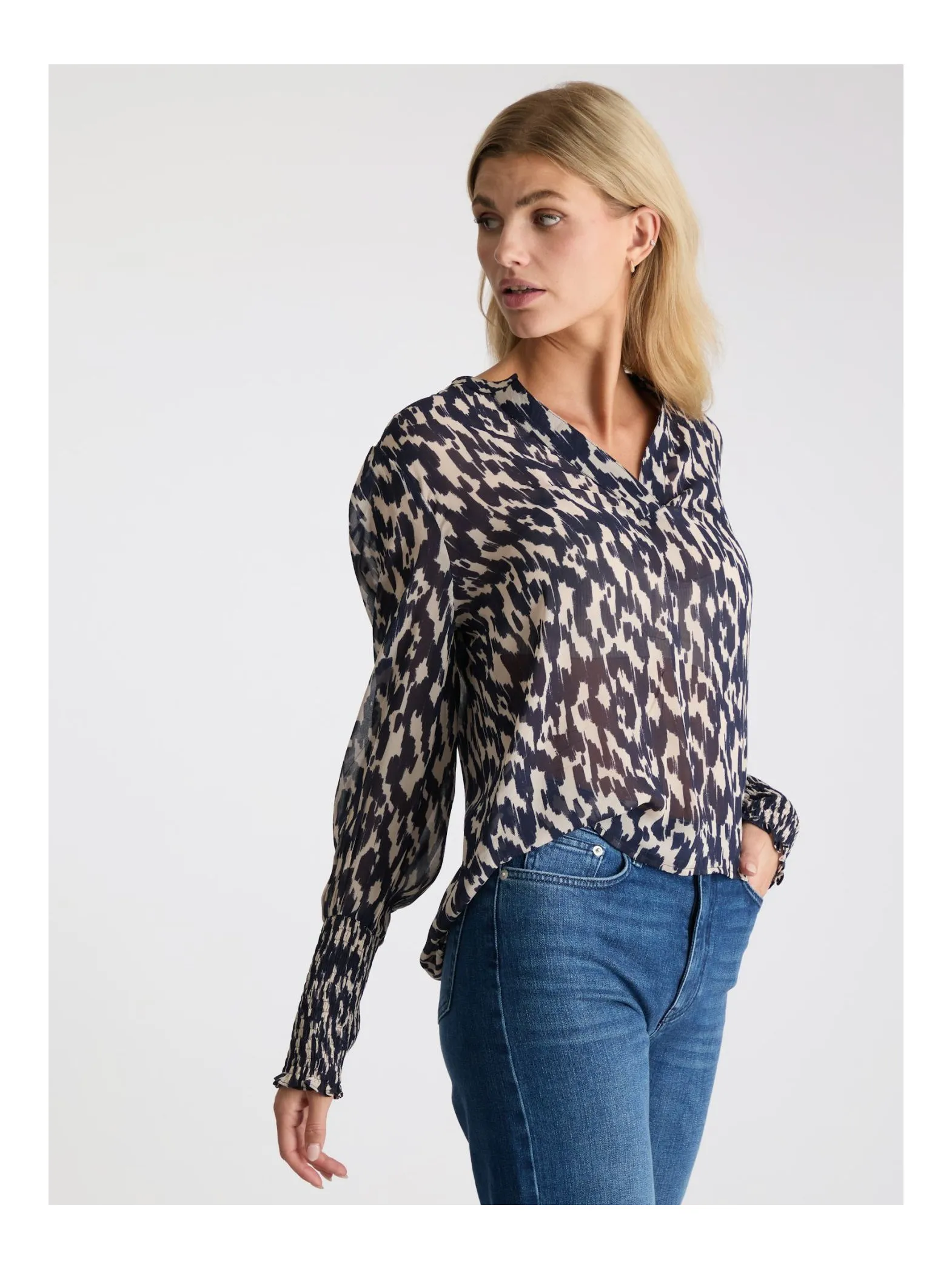 NEO NOIR BLOUSE LANDA DISTRESSED DARK NAVY