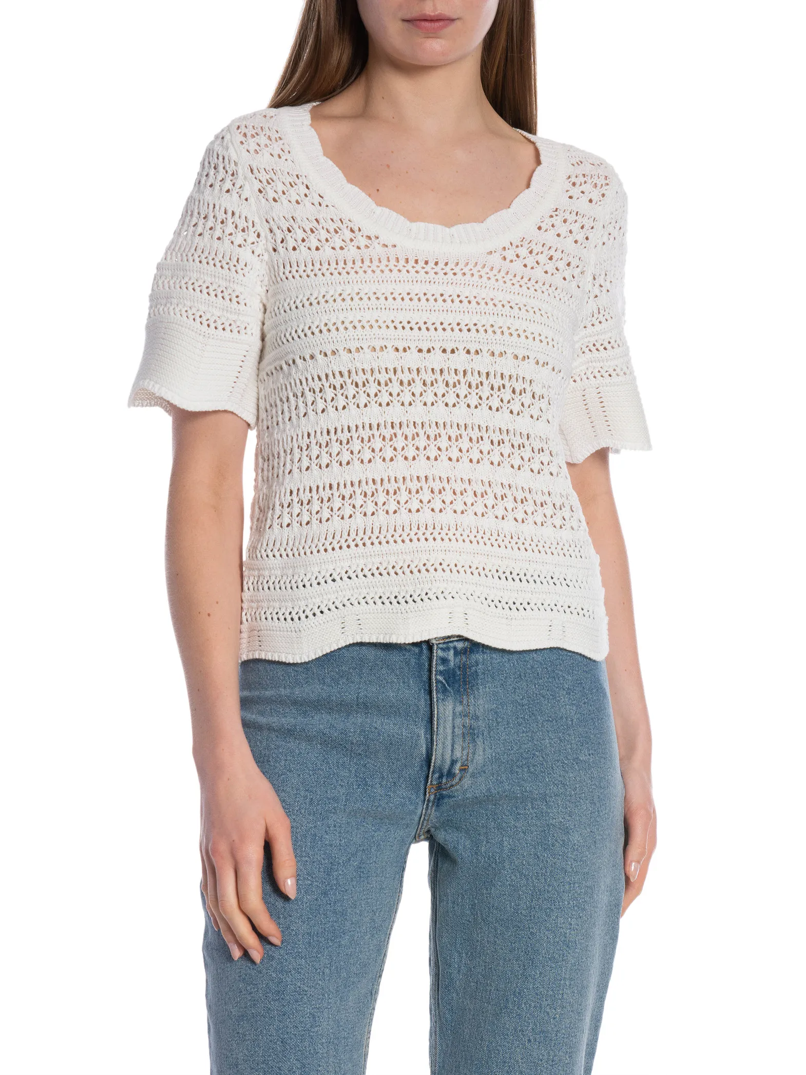 NEO NOIR BLOUSE MEIKO KNIT OFF WHITE