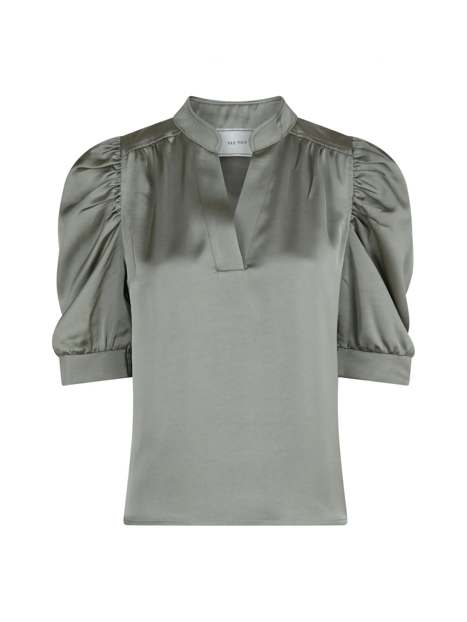 NEO NOIR BLOUSE ROELLA HEAVY SATEEN SMOKE GREEN