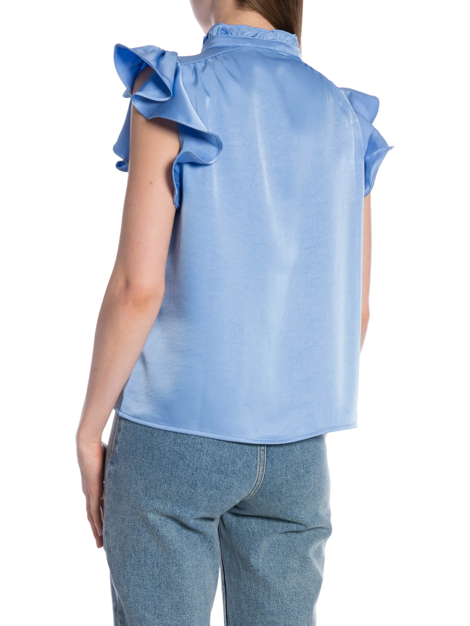 NEO NOIR BLOUSE STELLA HEAVY SATEEN DUSTY BLUE