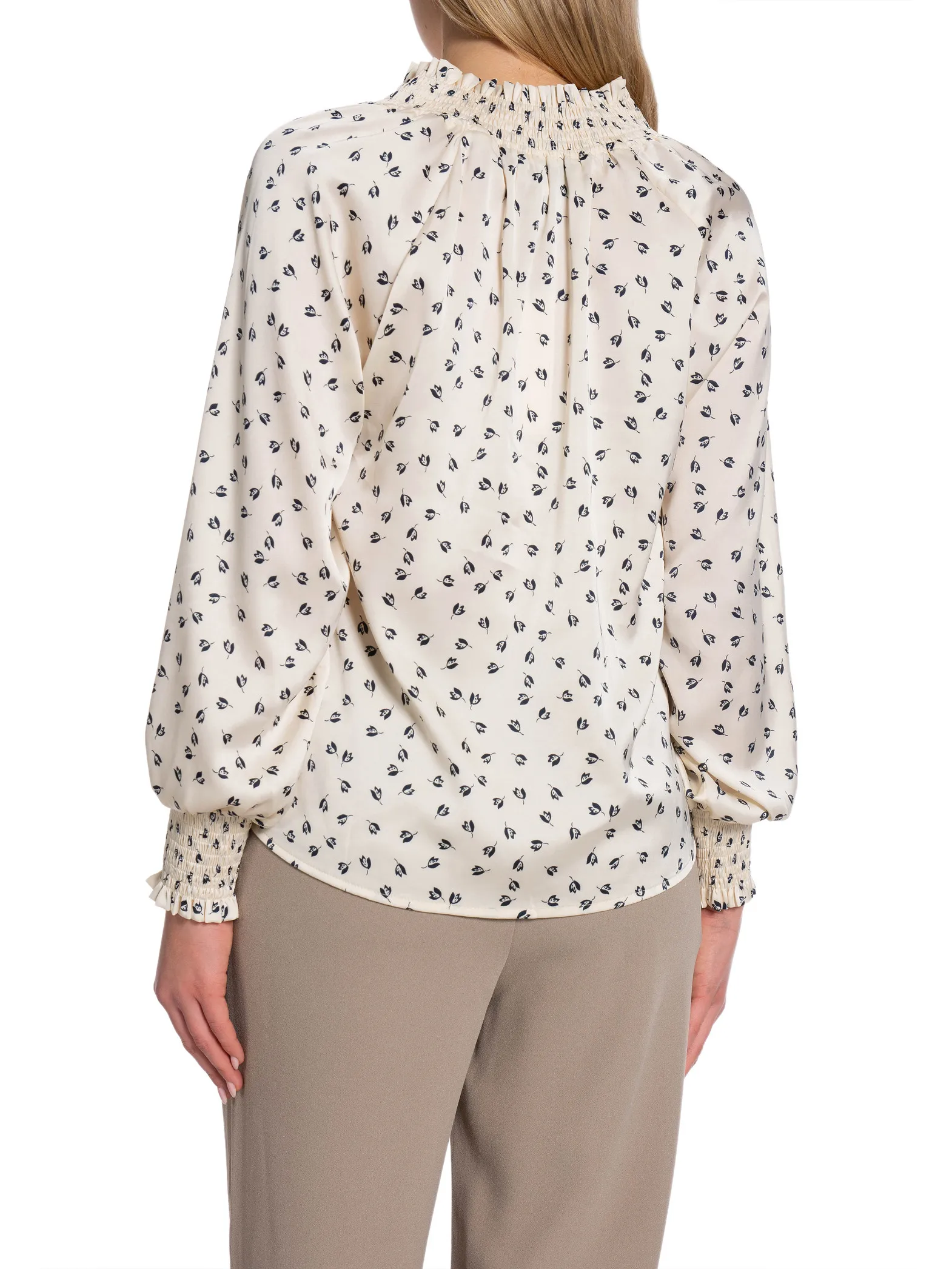 NEO NOIR BLOUSE STONE DRAPY FLOWER OFF WHITE