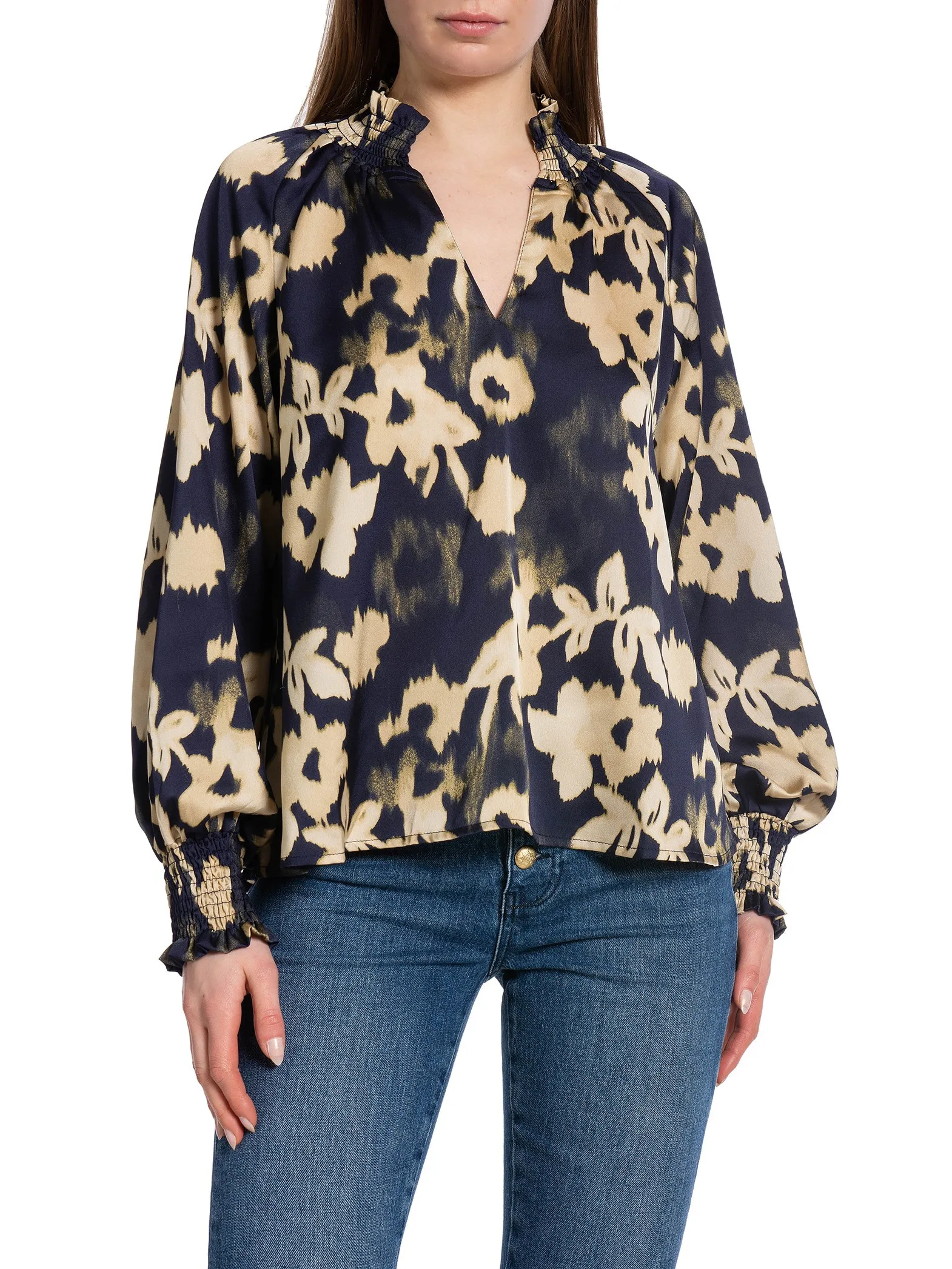 NEO NOIR BLOUSE STONE FDED FALL DARK NAVY