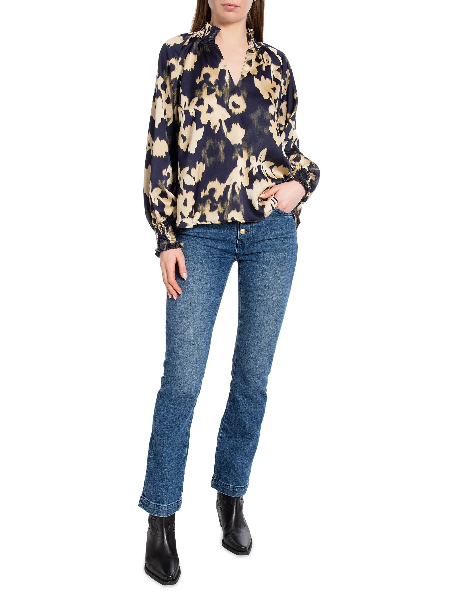 NEO NOIR BLOUSE STONE FDED FALL DARK NAVY