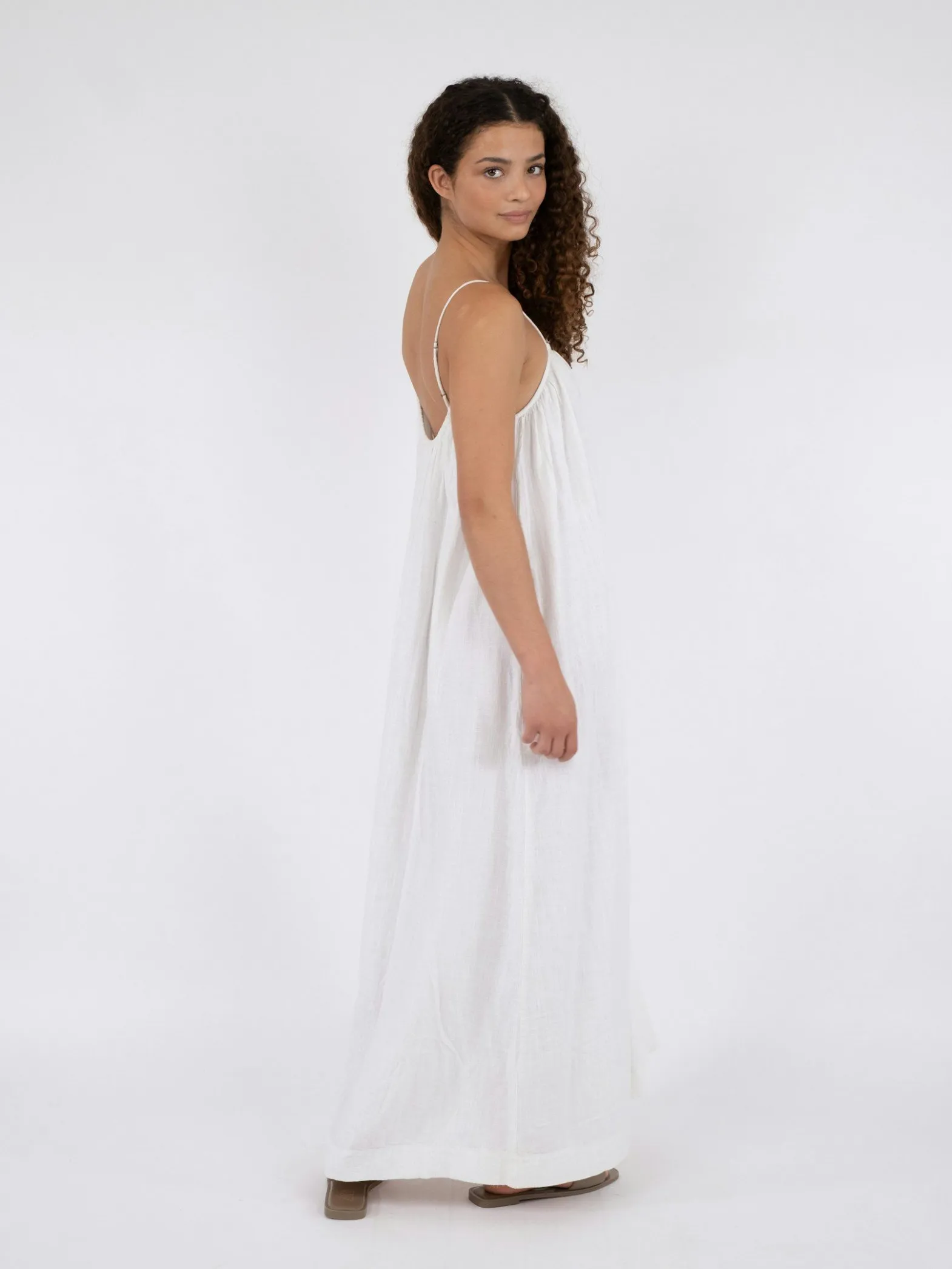 NEO NOIR DRESS ALLIE SOFT LINEN WHITE