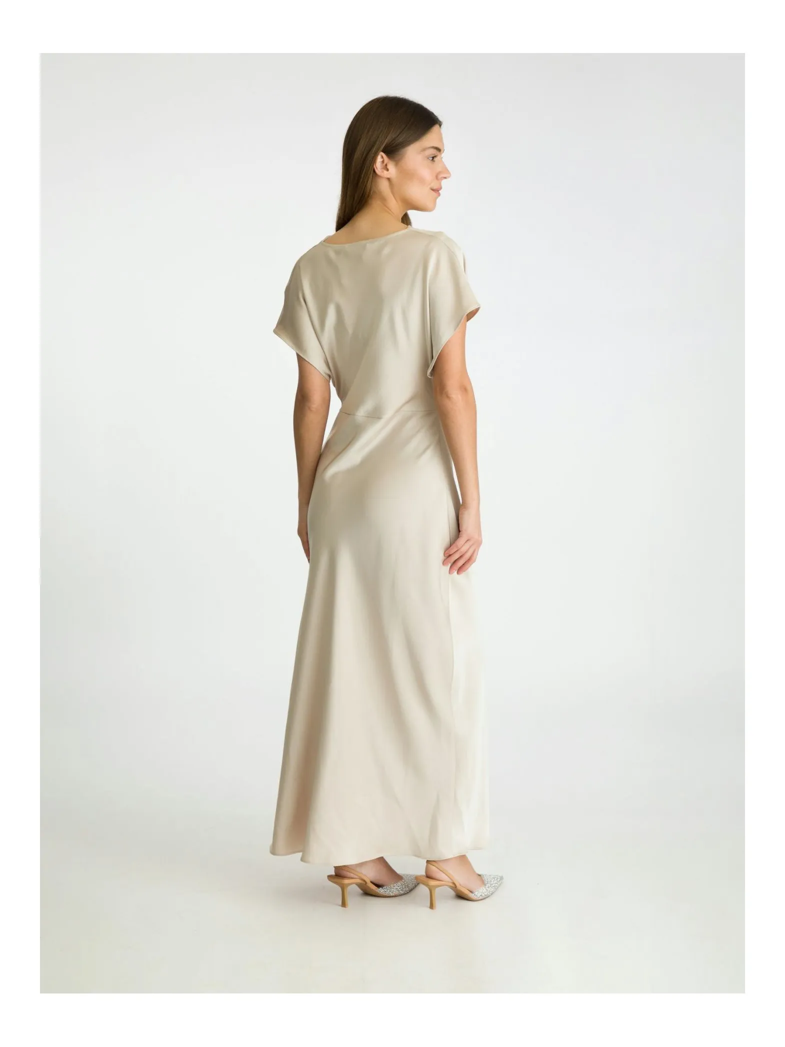 NEO NOIR DRESS ANDREA HEAVY SATEEN CHAMPAGNE