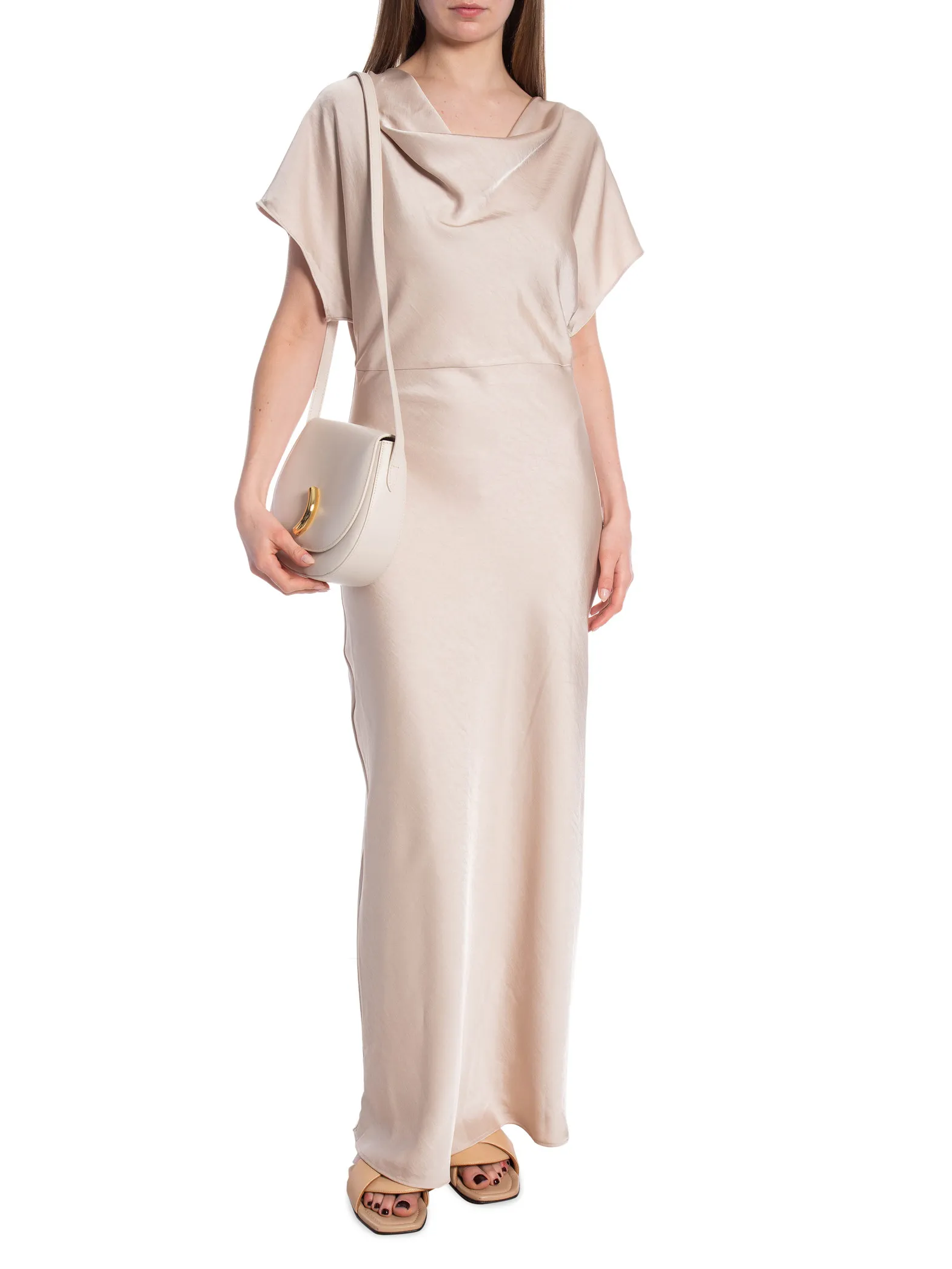 NEO NOIR DRESS ANDREA HEAVY SATEEN CHAMPAGNE