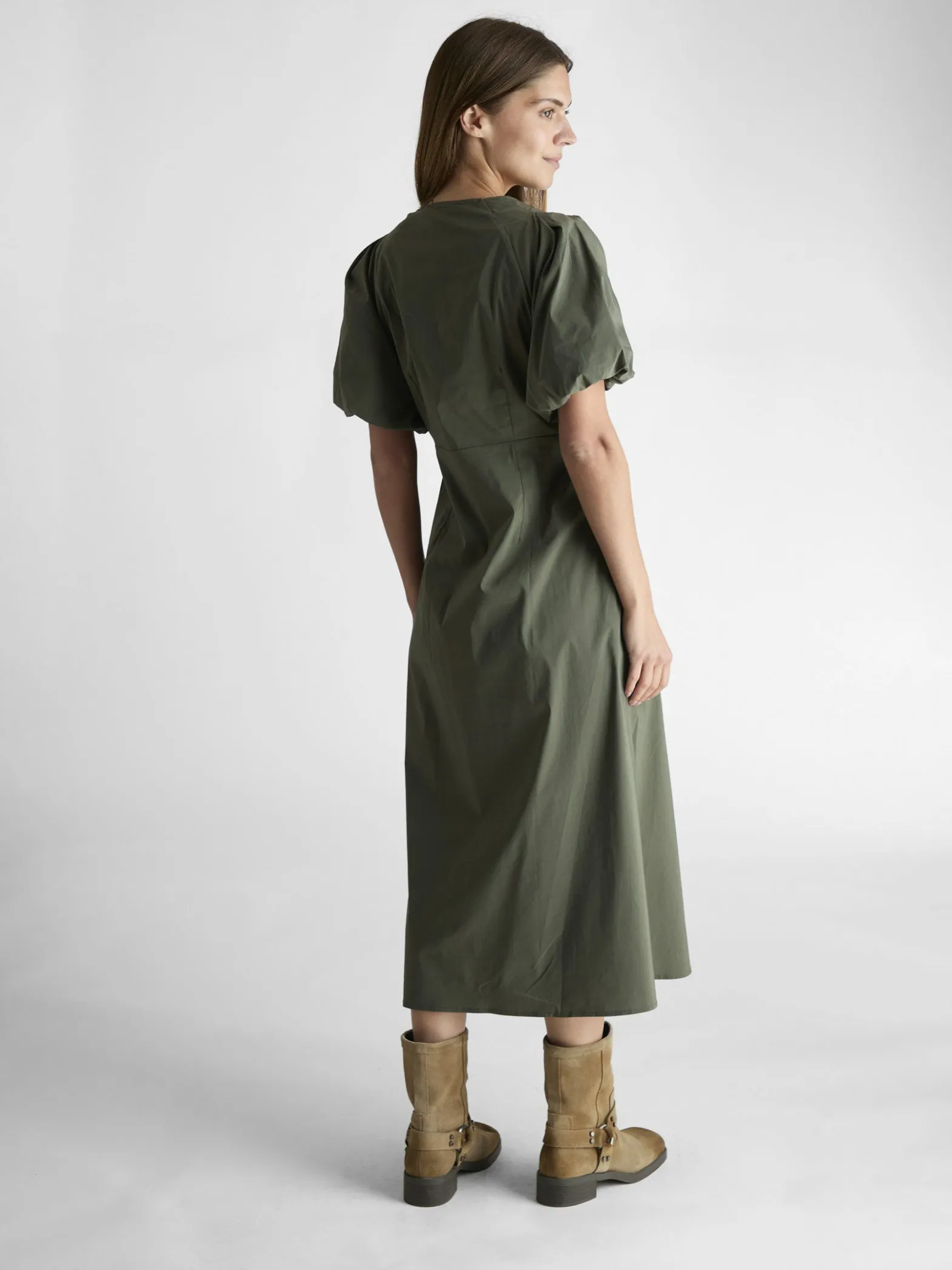 NEO NOIR DRESS ILLANA POPLIN ARMY