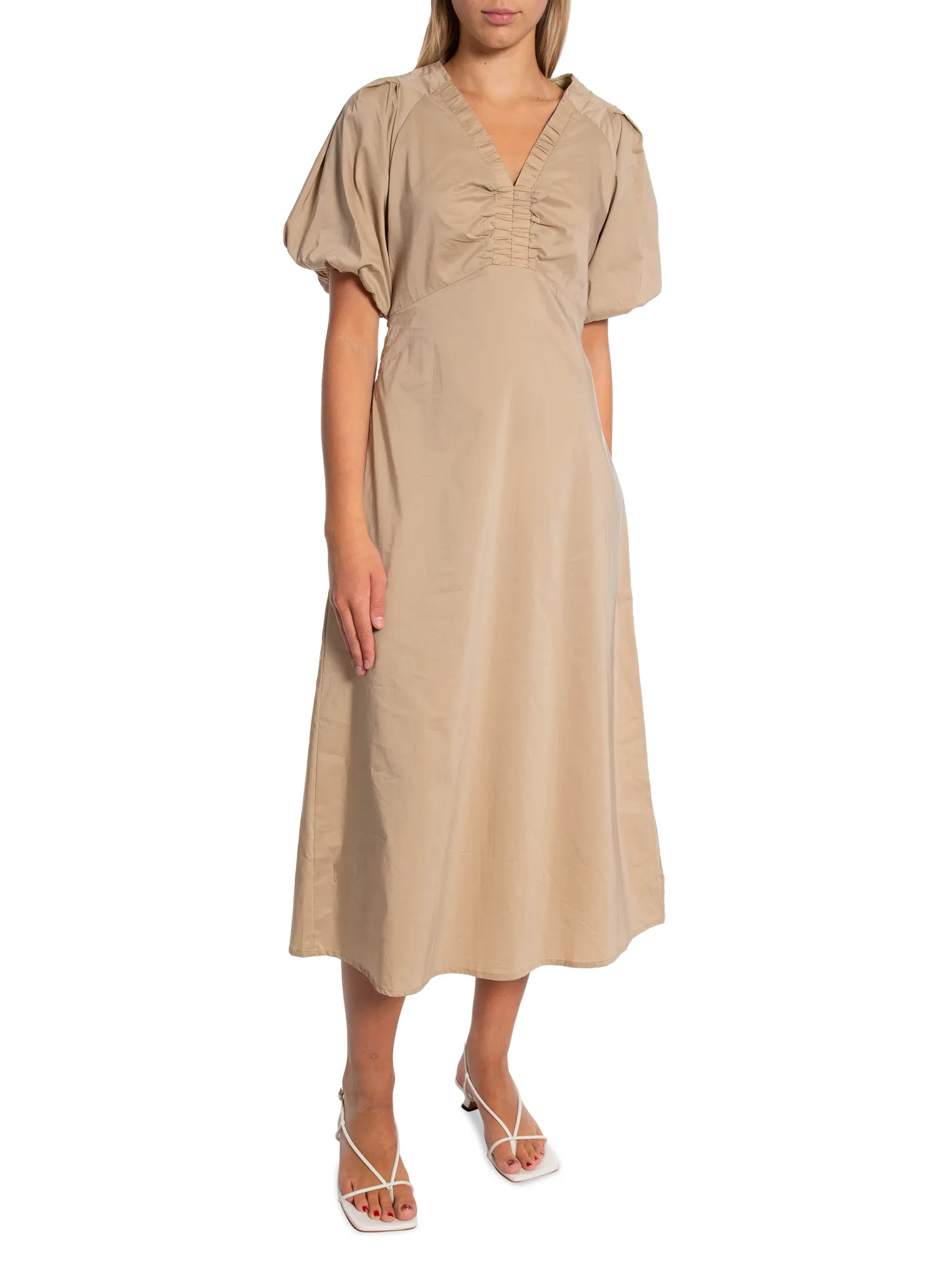 NEO NOIR DRESS ILLANA POPLIN LIGHT TAUPE