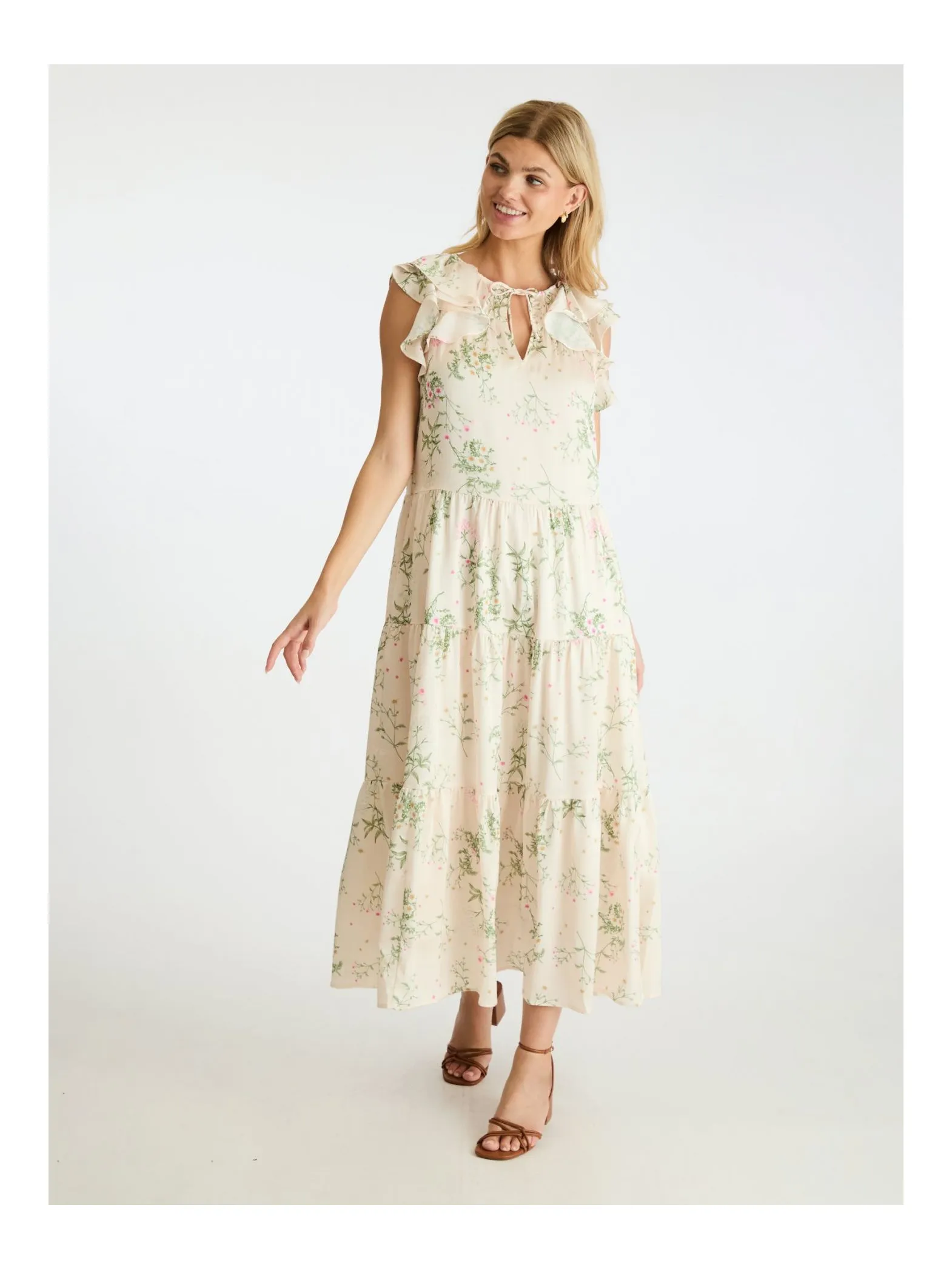 NEO NOIR DRESS MESSINA FLOWER FIELD OFF WHITE