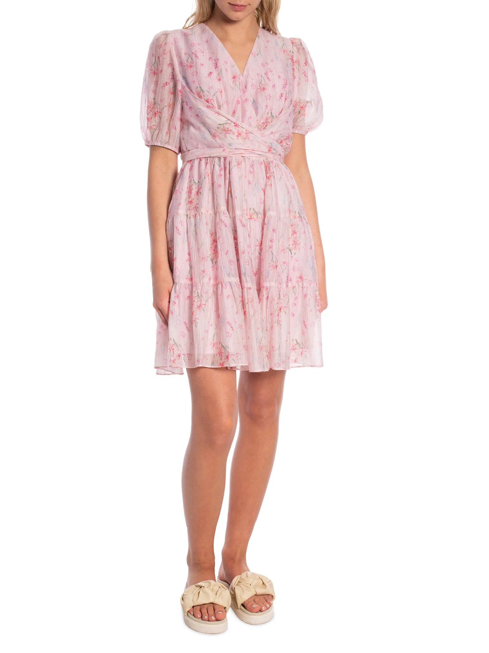 NEO NOIR DRESS WENDI FLOWER CREPE LIGHT PINK