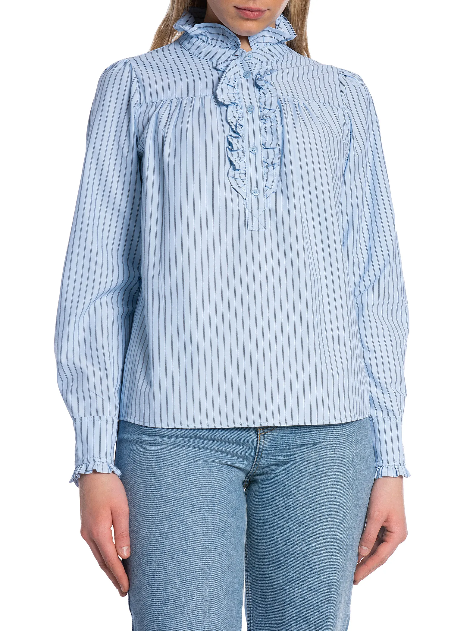 NEO NOIR SHIRT JUSTINE STRIPE LIGHT BLUE