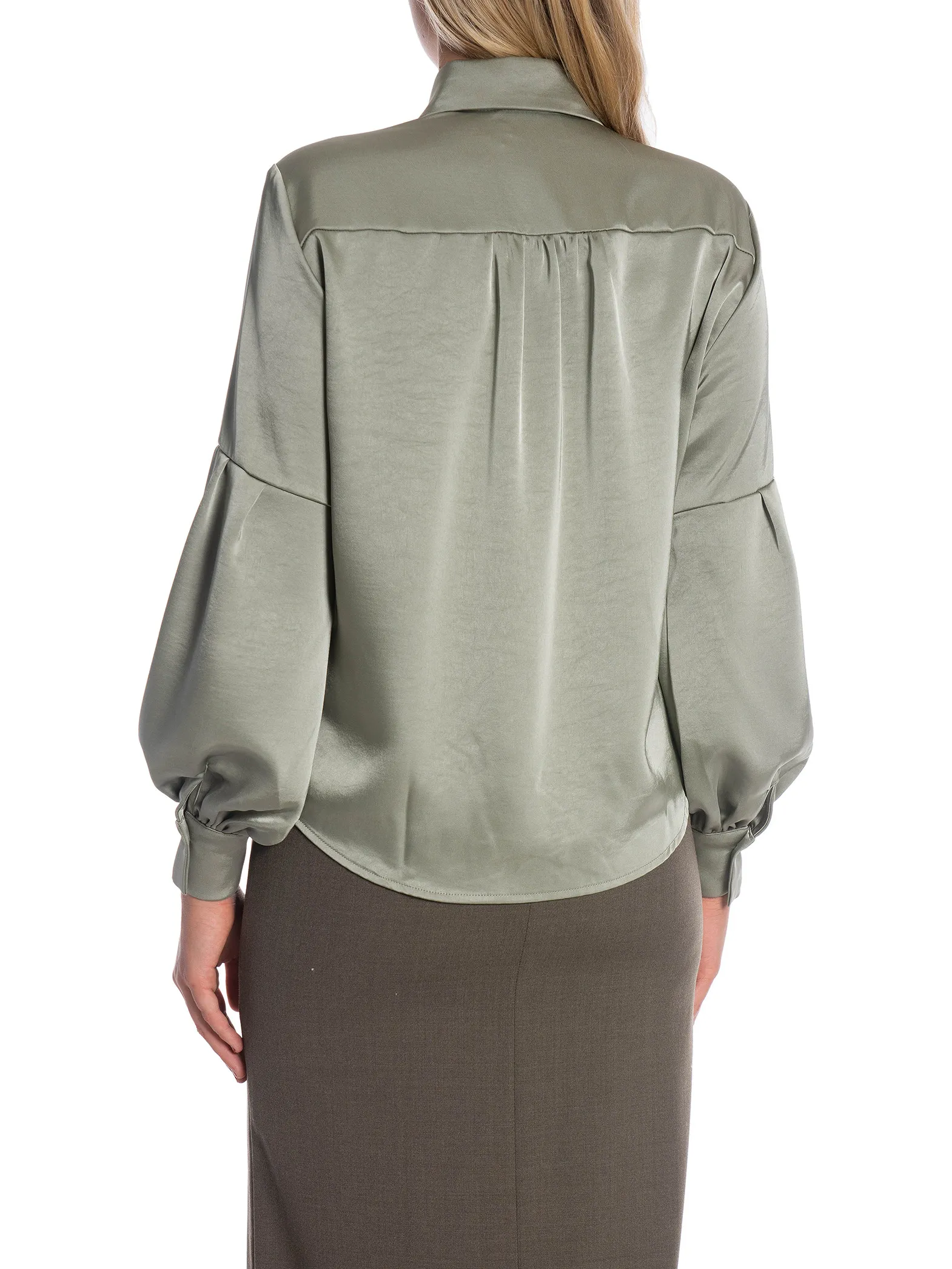 NEO NOIR SHIRT NAJA SATIN SMOKE GREEN