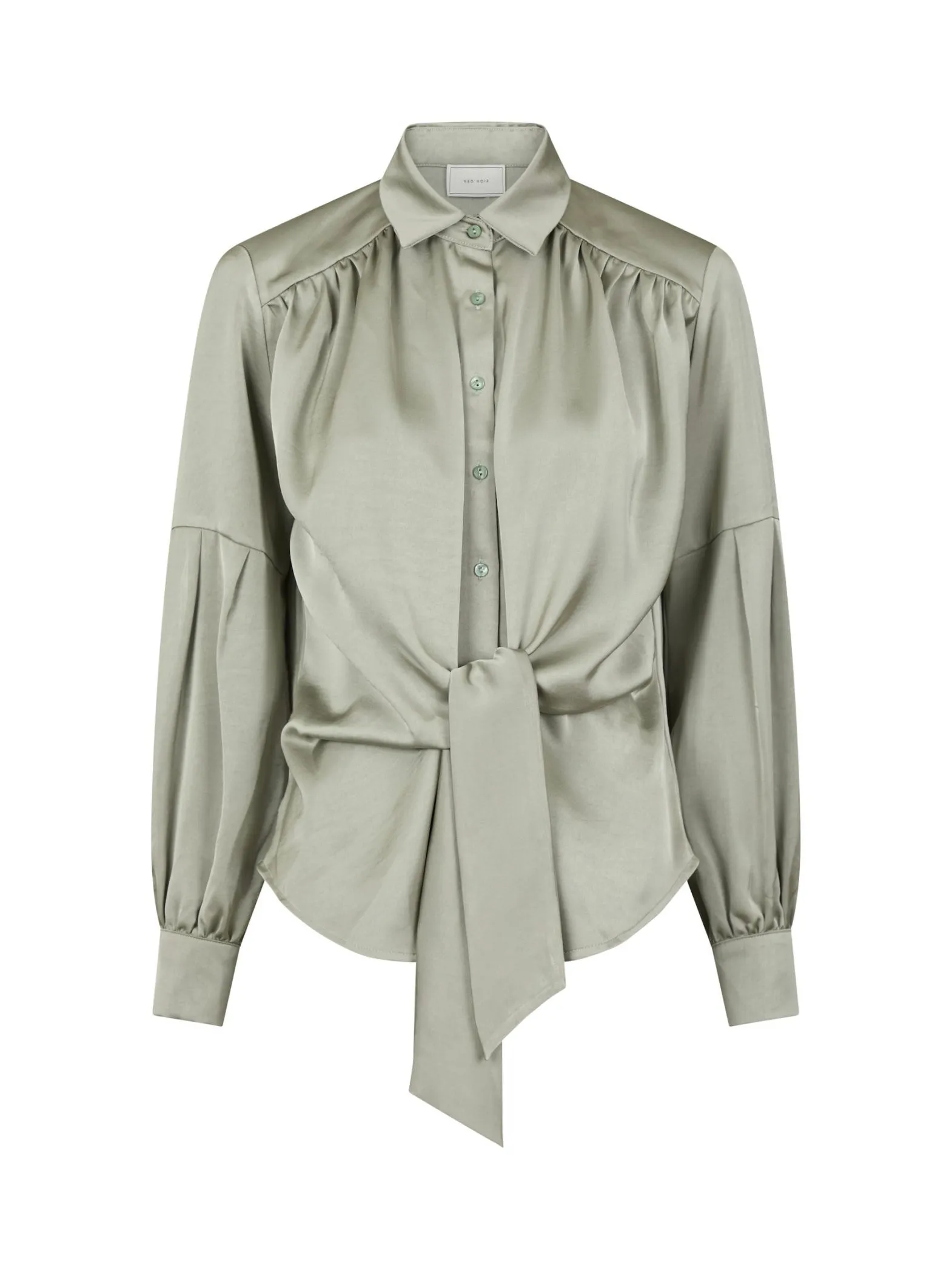 NEO NOIR SHIRT NAJA SATIN SMOKE GREEN