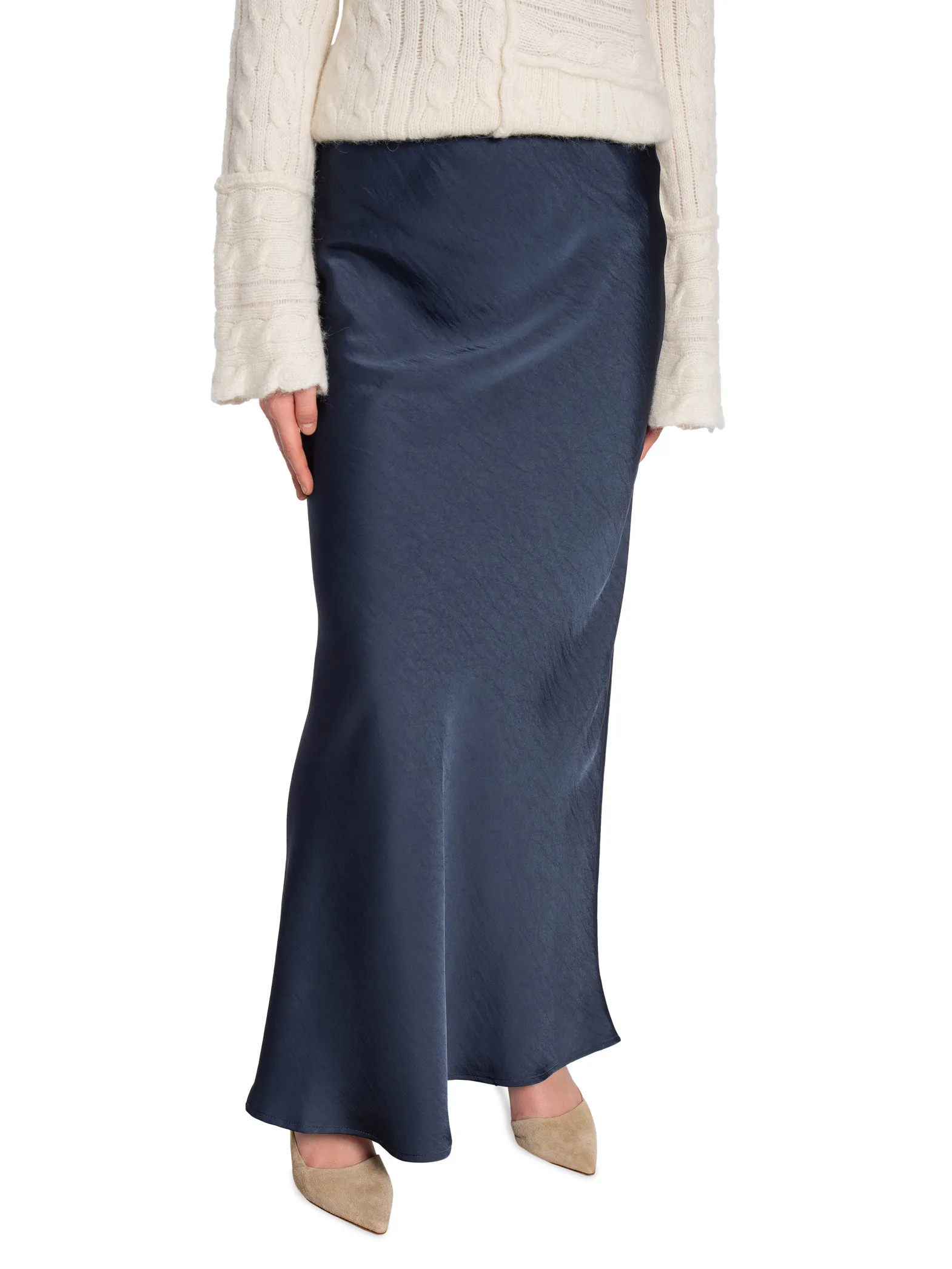 NEO NOIR SKIRT VICKY HEAVY SATEEN MIDNIGHT BLUE