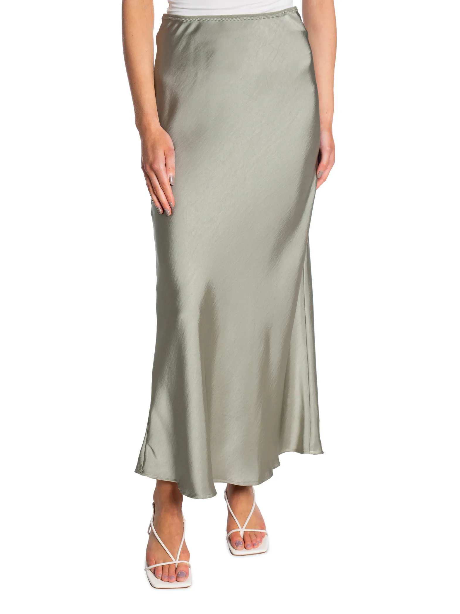 NEO NOIR SKIRT VICKY HEAVY SATEEN SMOKE GREEN