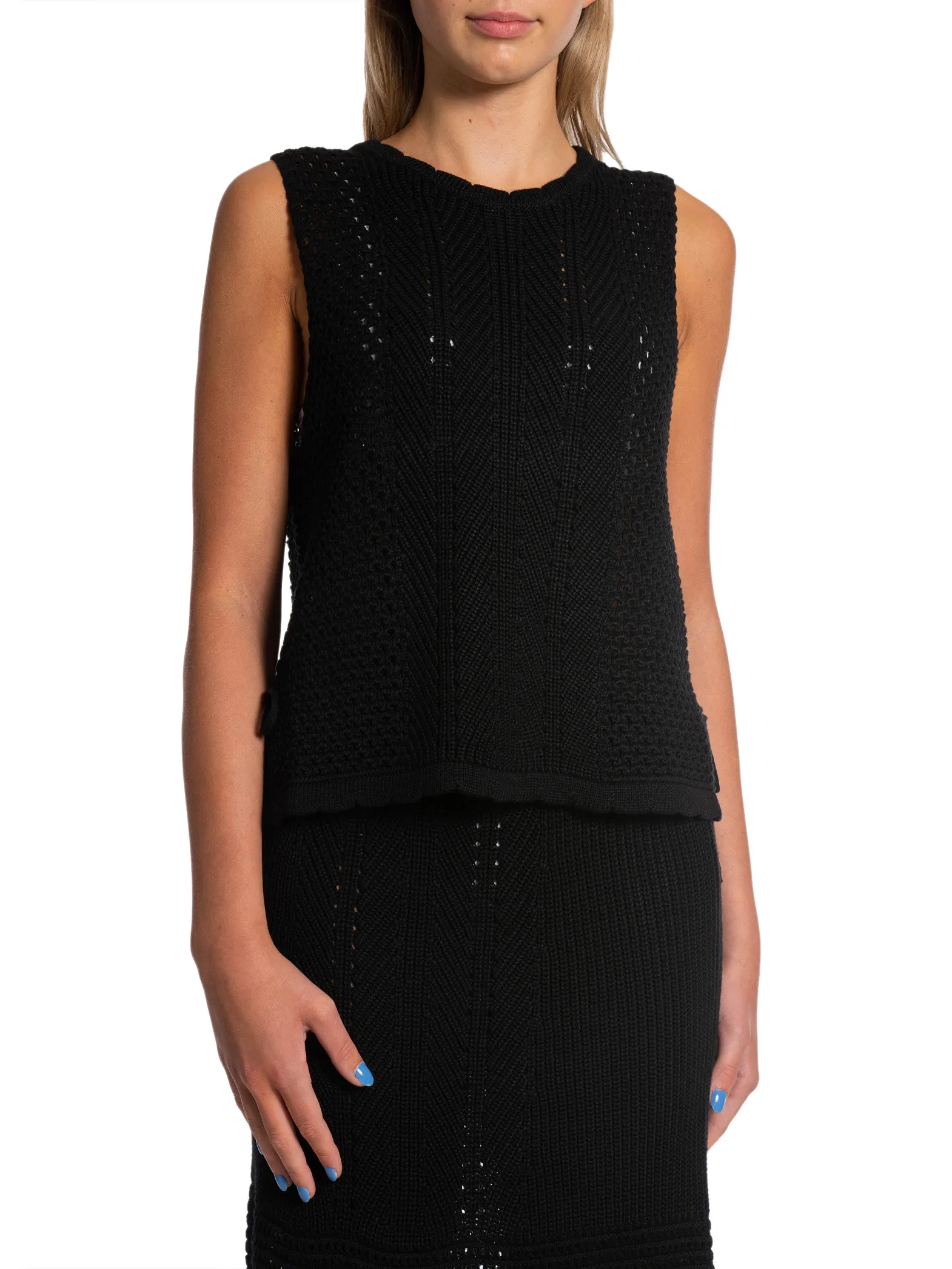 NEO NOIR TOP AZA CROCHET KNIT BLACK