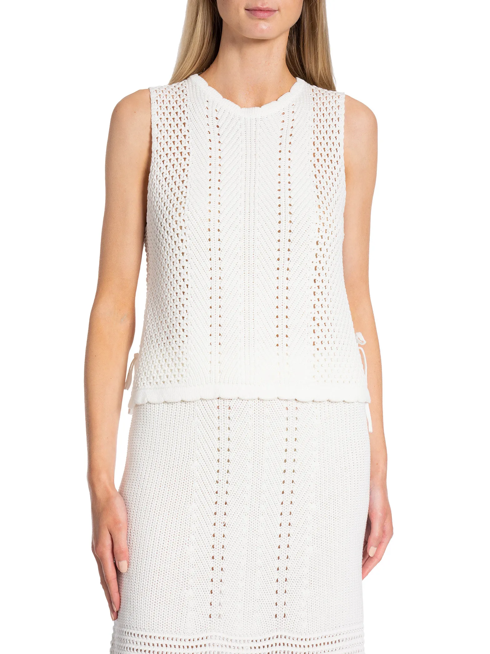 NEO NOIR TOP AZA CROCHET KNIT OFF WHITE