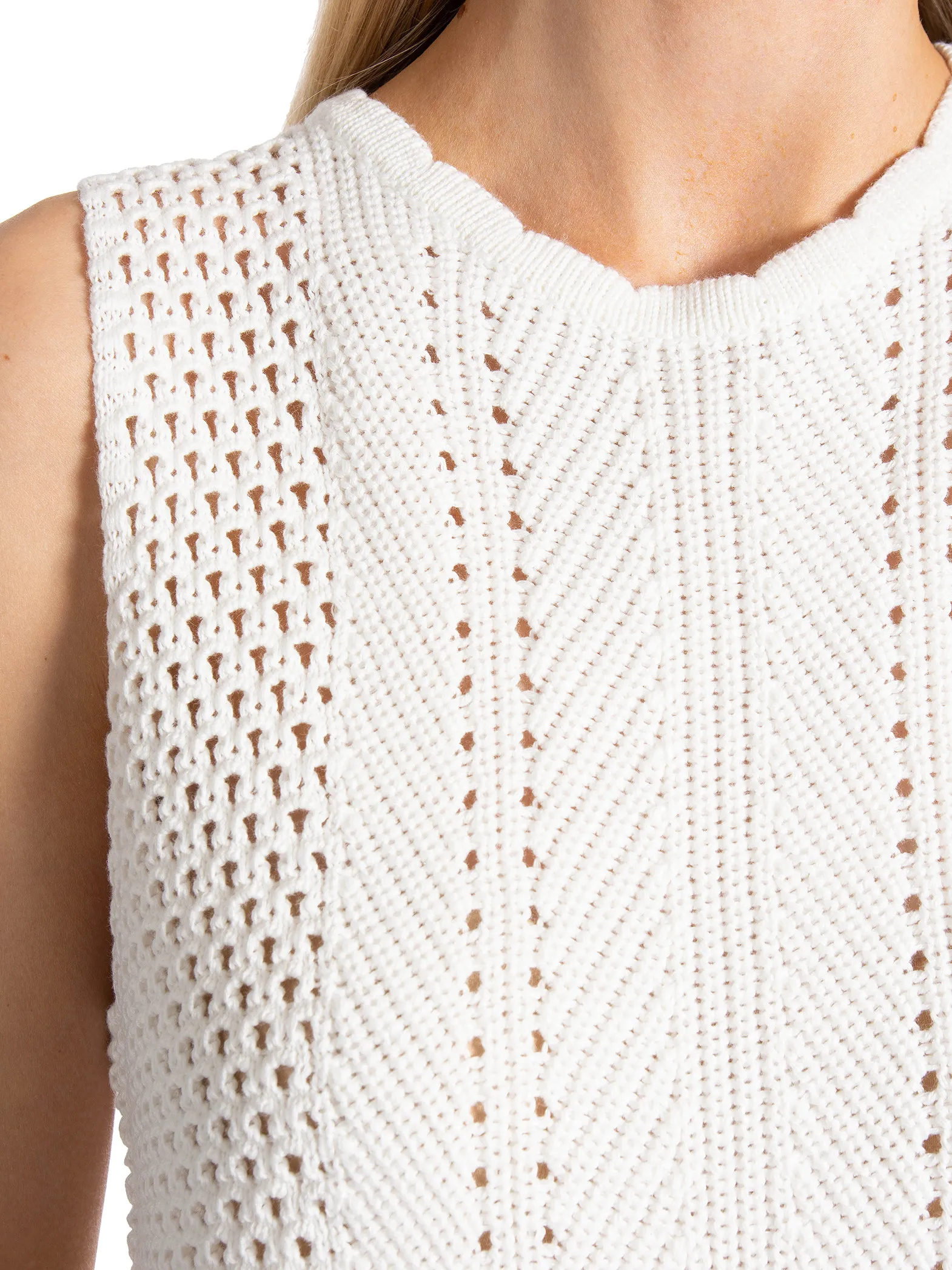 NEO NOIR TOP AZA CROCHET KNIT OFF WHITE