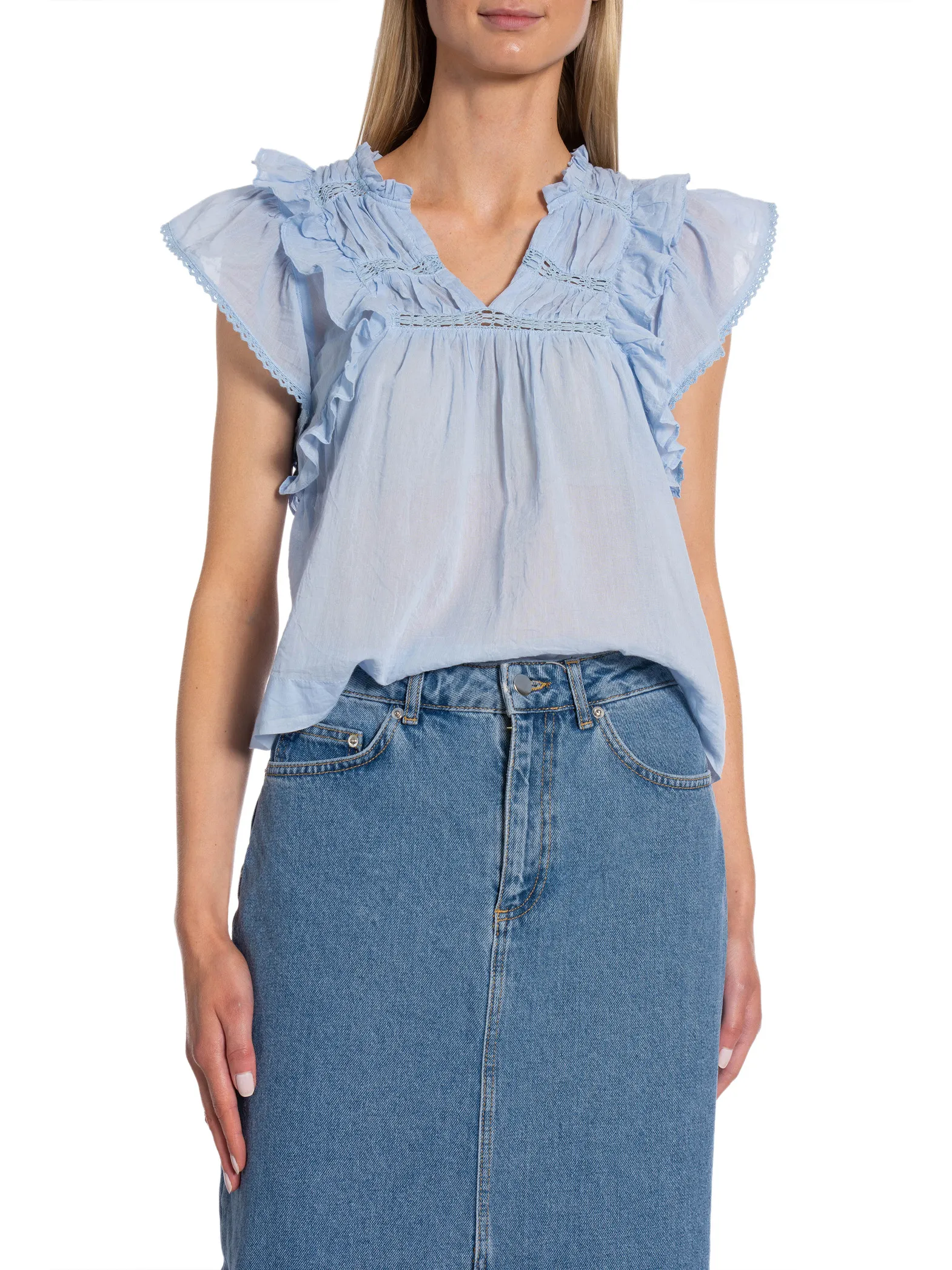 NEO NOIR TOP JAYLA S VOILE LIGHT BLUE