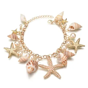 New Fashion Tidal Marine Shells And Starfish Charm Bracelet