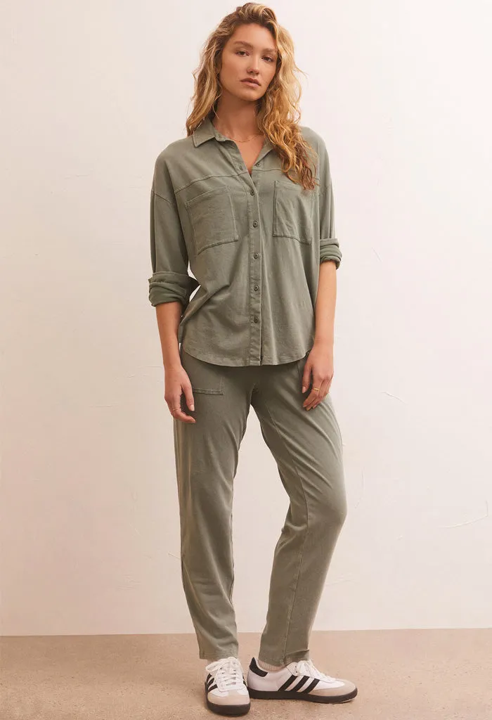 Niccola Button Up Top-Evergreen