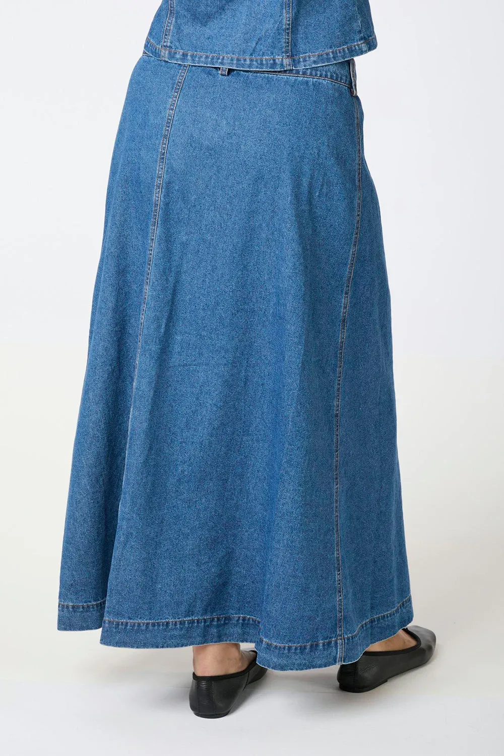 Nina Wrap Denim Skirt | Blue | Nederdel fra Neo Noir