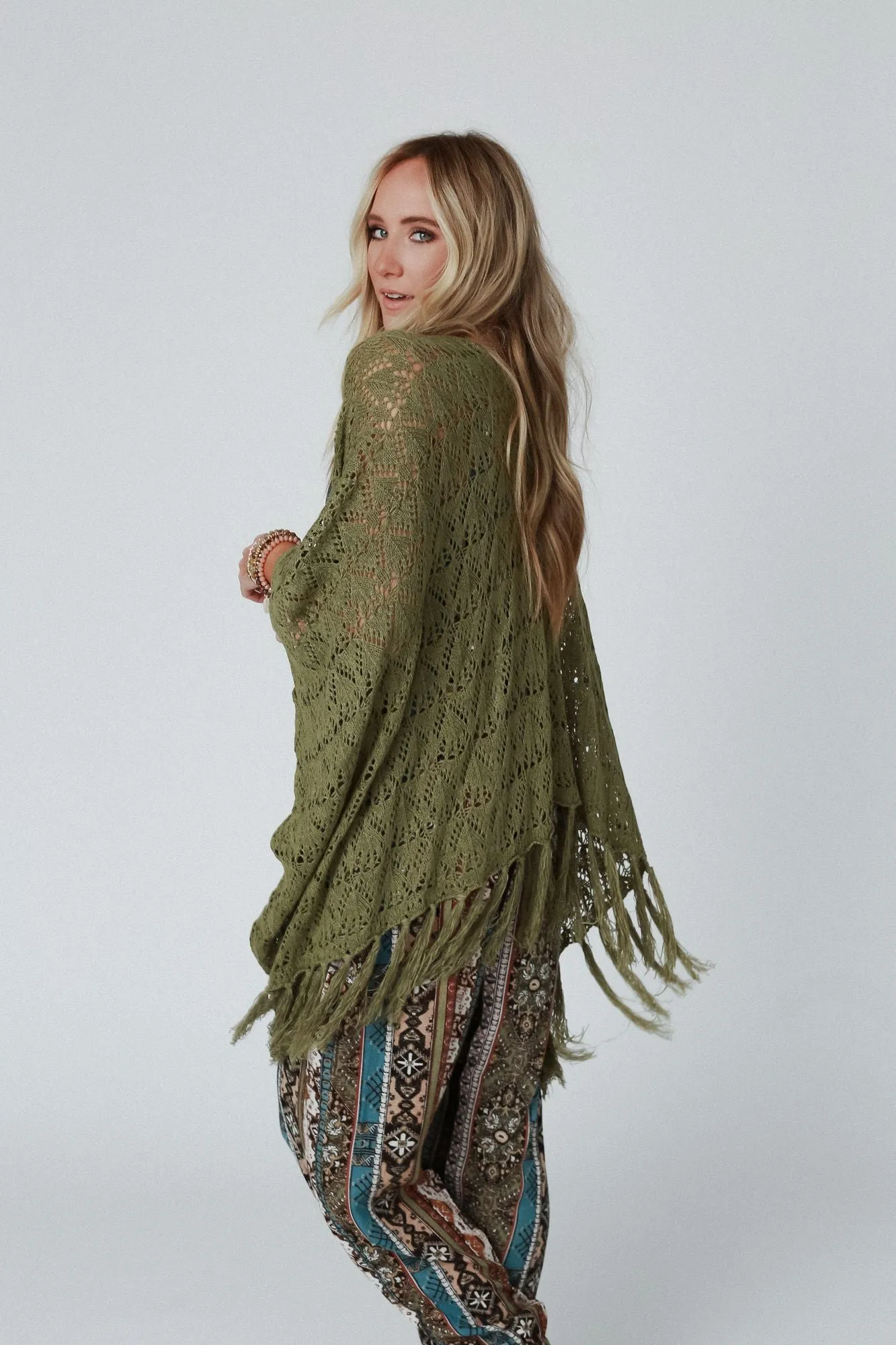 On The Fringe Kimono - Olive