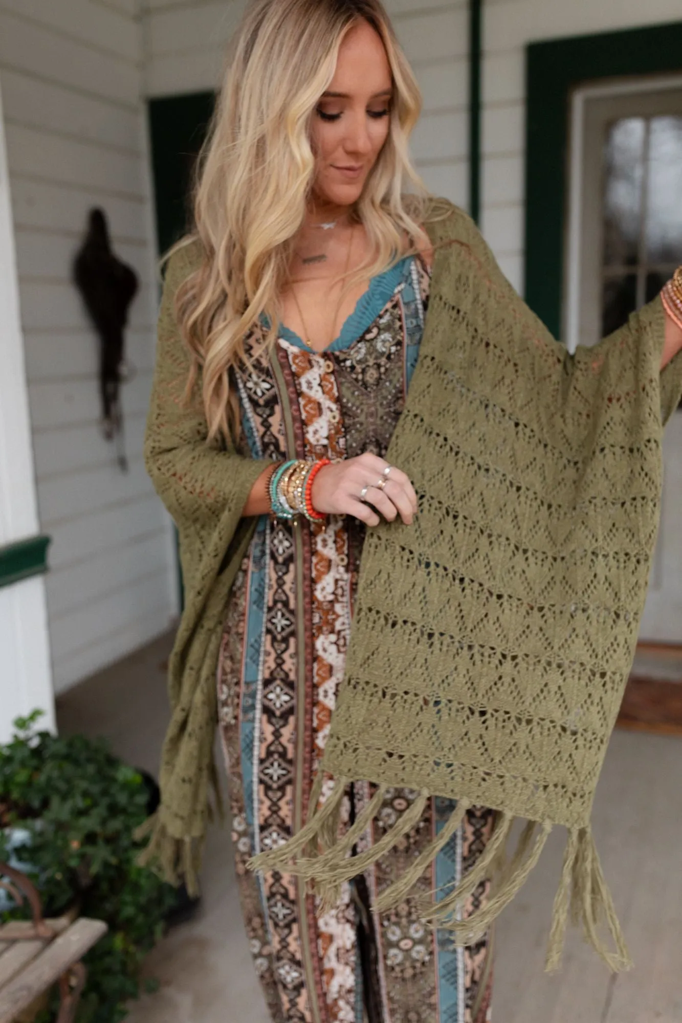 On The Fringe Kimono - Olive