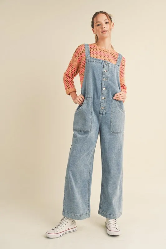 Open Back Denim Overalls