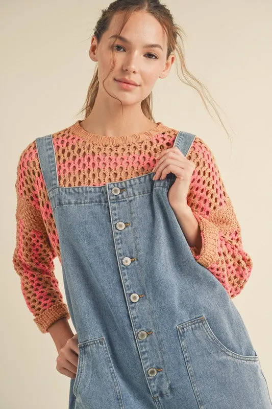 Open Back Denim Overalls