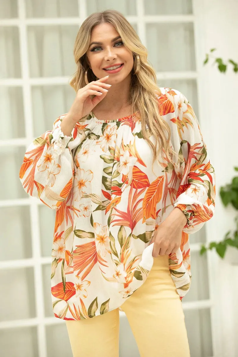 Orange By Fashion Village, 3081B Floral Top