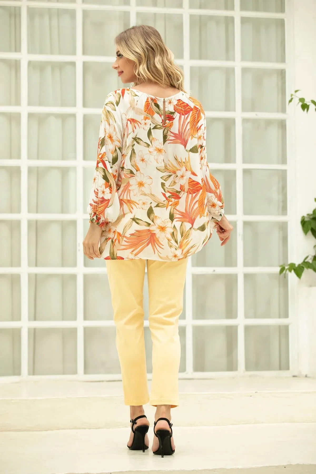 Orange By Fashion Village, 3081B Floral Top