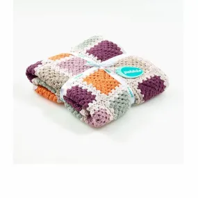 Organic granny square blanket - soft purple