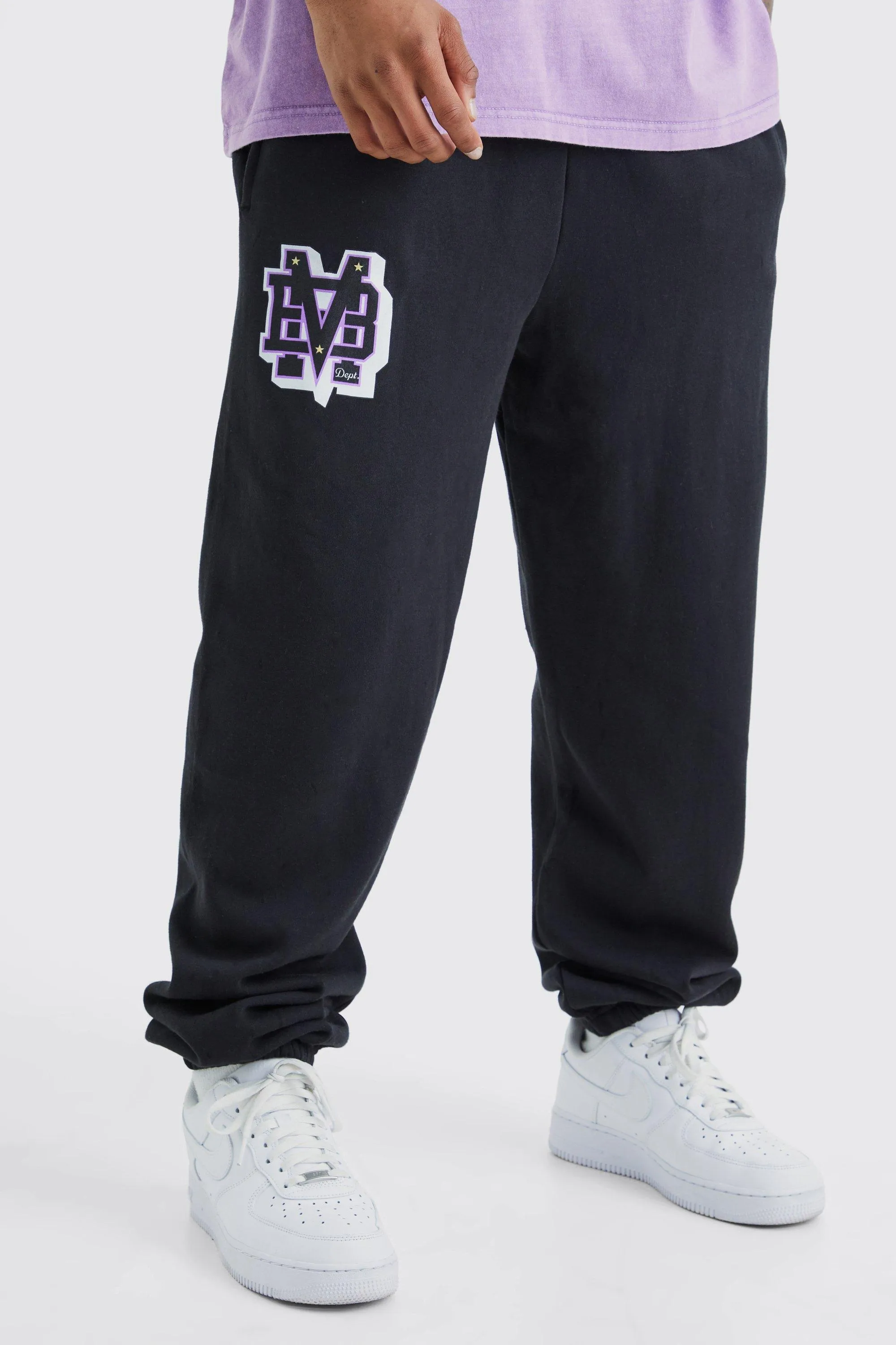 Oversized Bm Varsity Graphic Jogger | boohooMAN UK