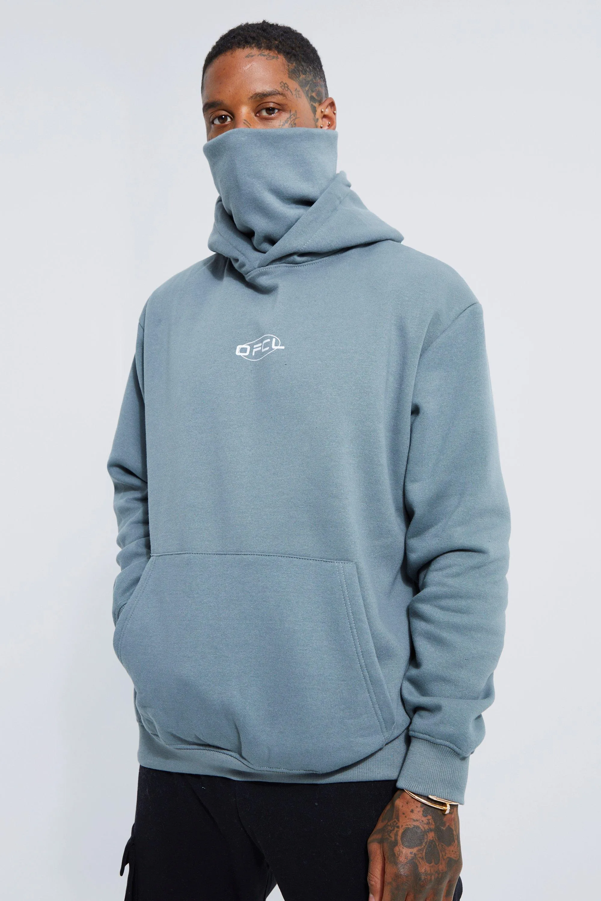 Oversized Ofcl Graphic Hoodie With Snood