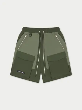 PANELLED CARGO SHORTS - KHAKI