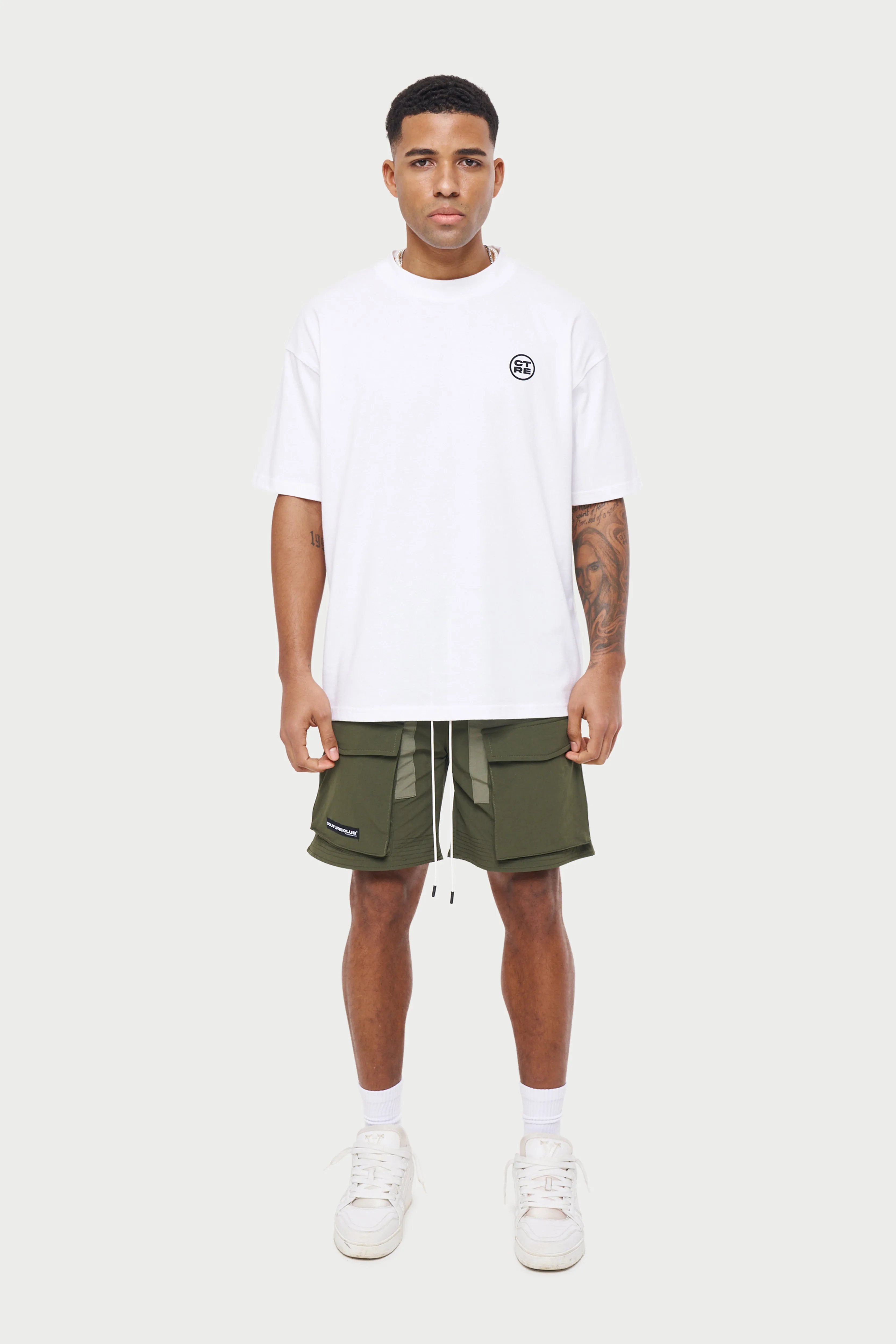 PANELLED CARGO SHORTS - KHAKI