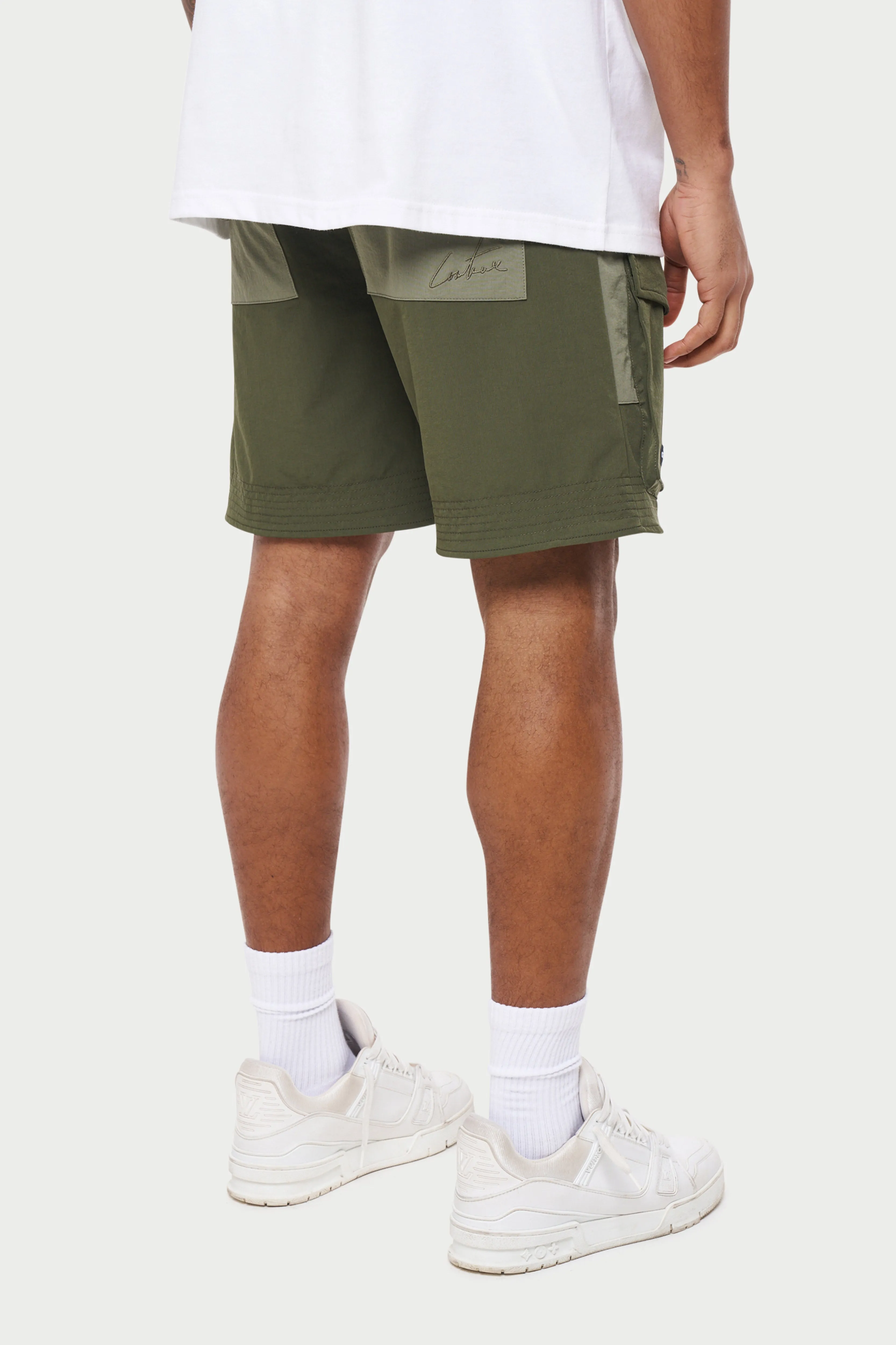 PANELLED CARGO SHORTS - KHAKI